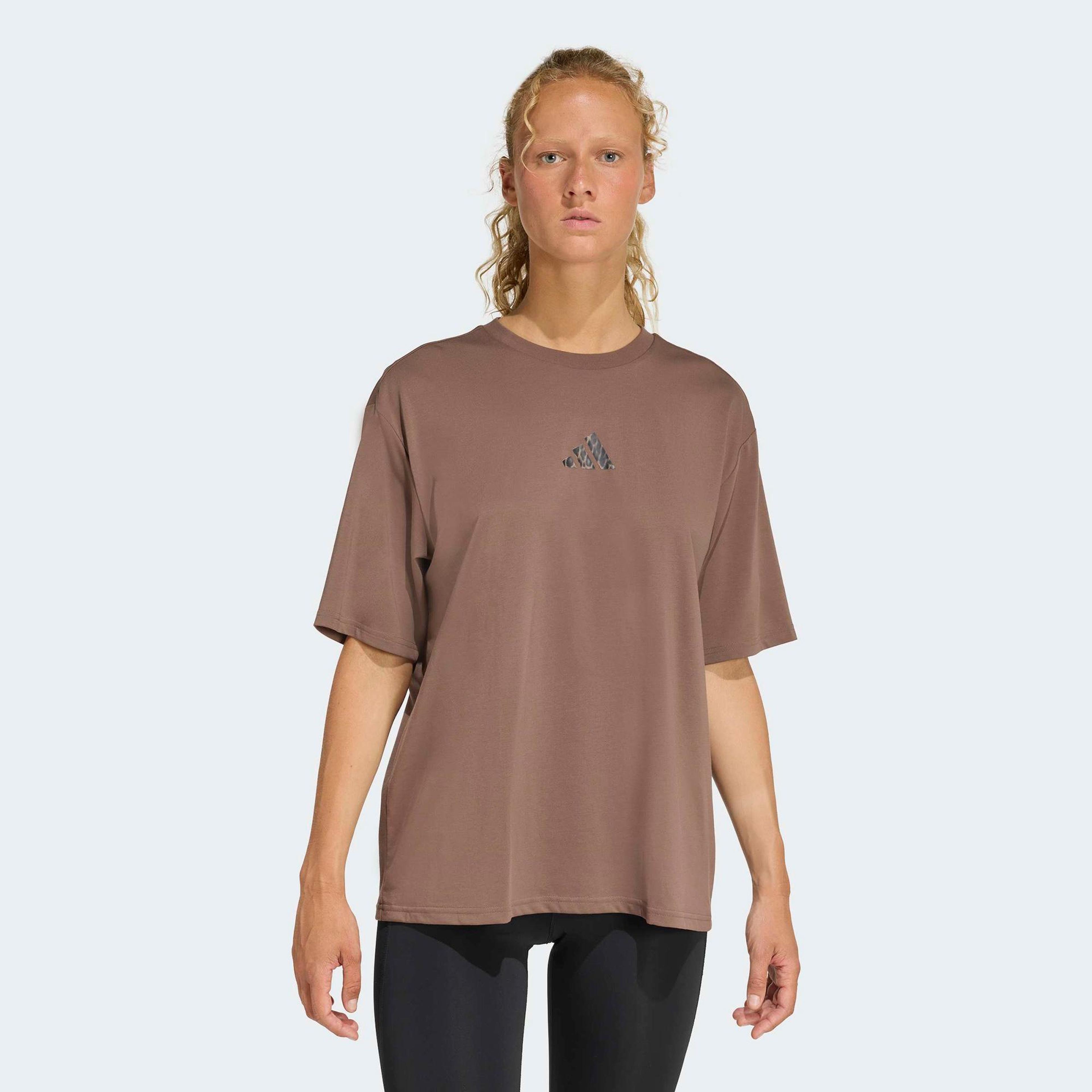 adidas Climacool Animal Training Graphic Kadın Kahverengi Antrenman T-Shirt