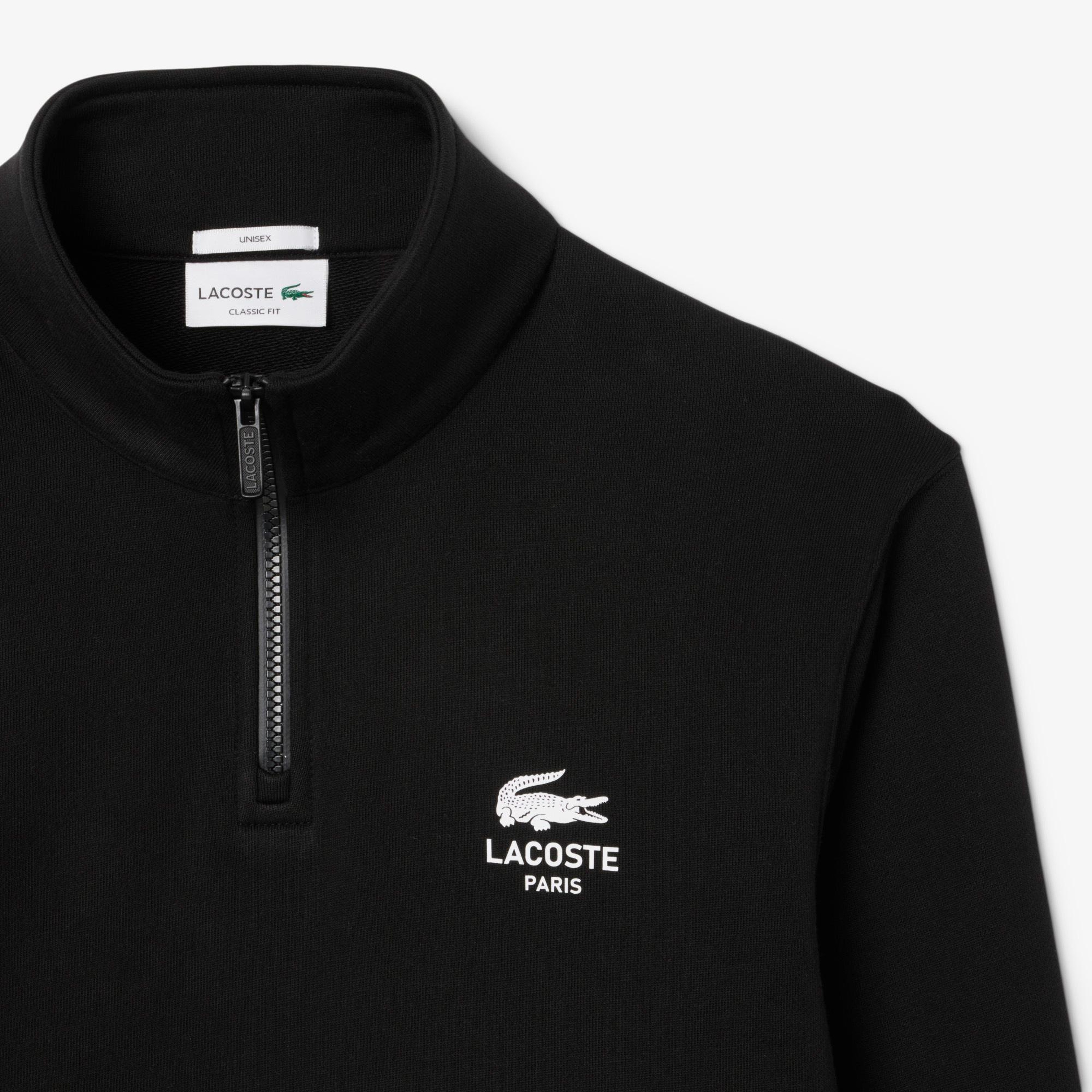 Lacoste High Neck Zip-Up Print Unisex Siyah Sweatshirt