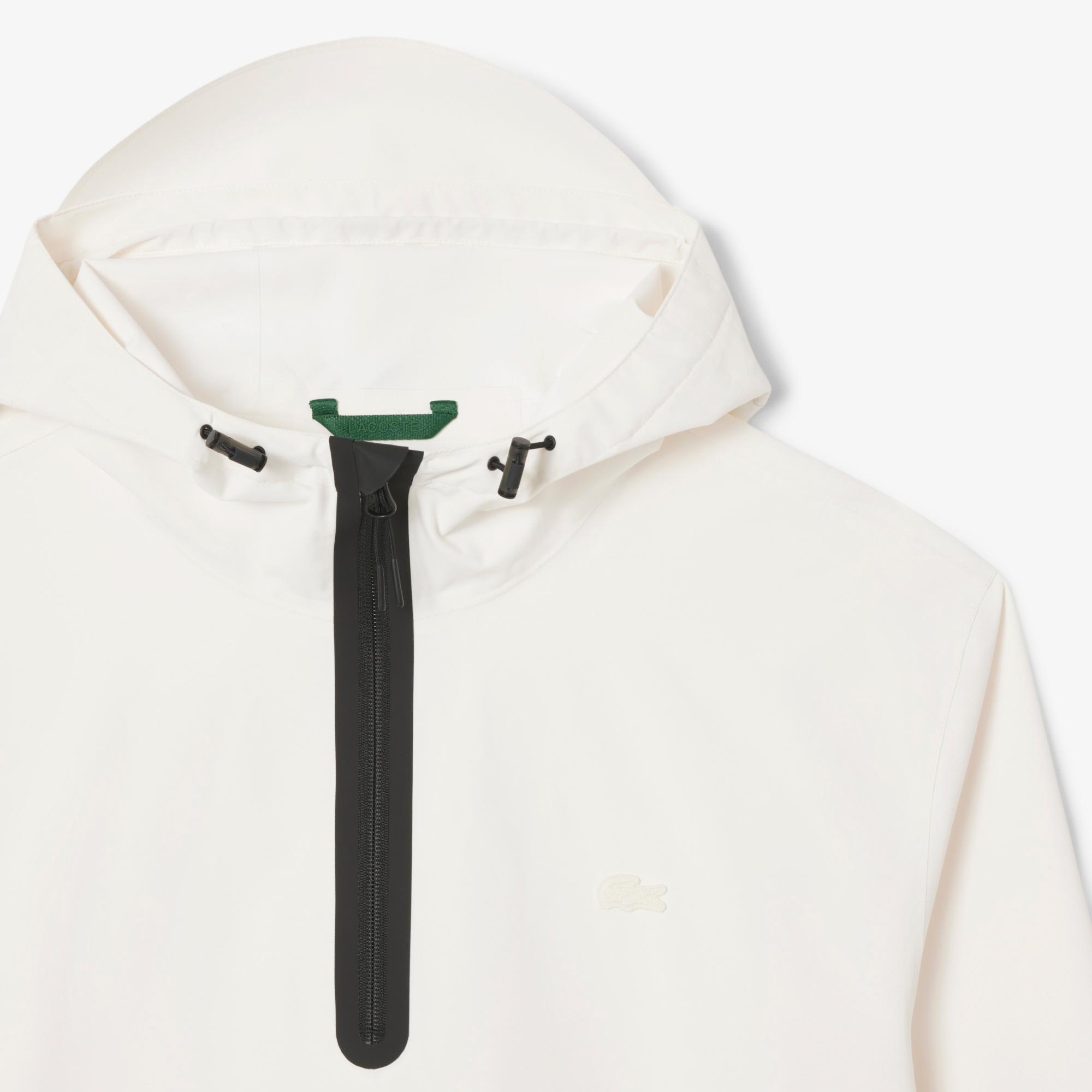 Lacoste Erkek Oversize Fit Kapüşonlu Beyaz Yağmurluk