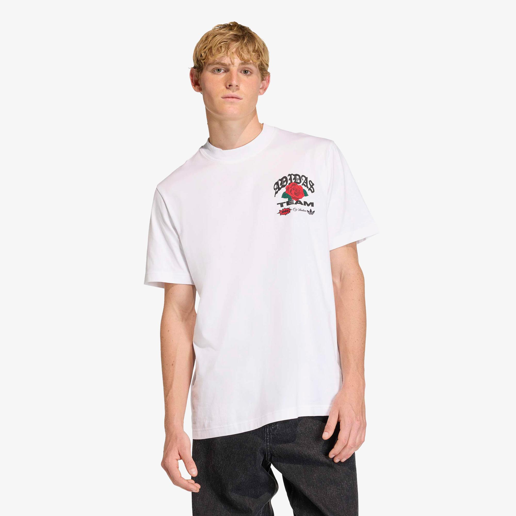 adidas Gfx Roses Erkek Beyaz T-Shirt