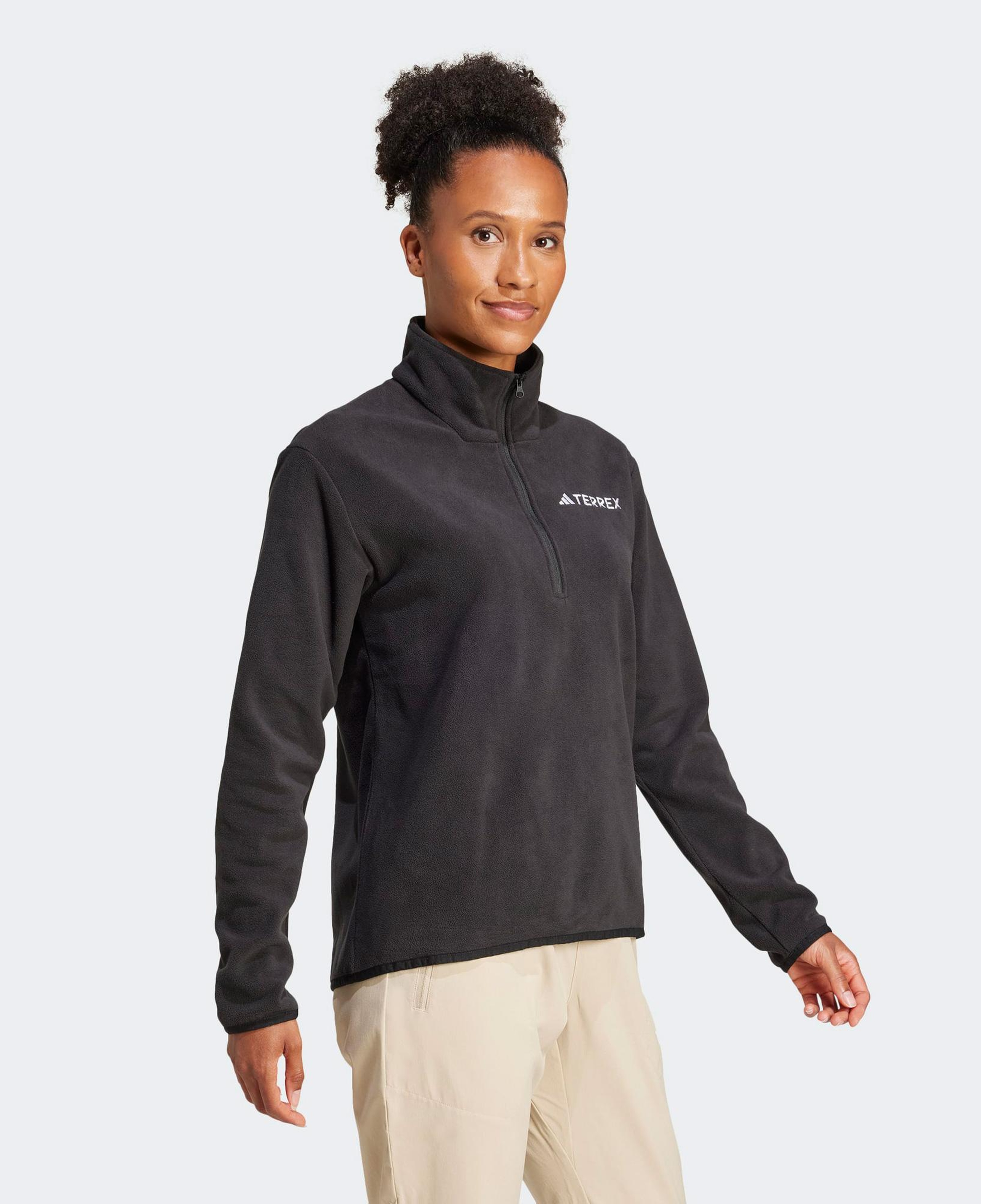 adidas Multi Essentials 1-2 Zip Fleece Kadın Siyah Yürüyüş Polar