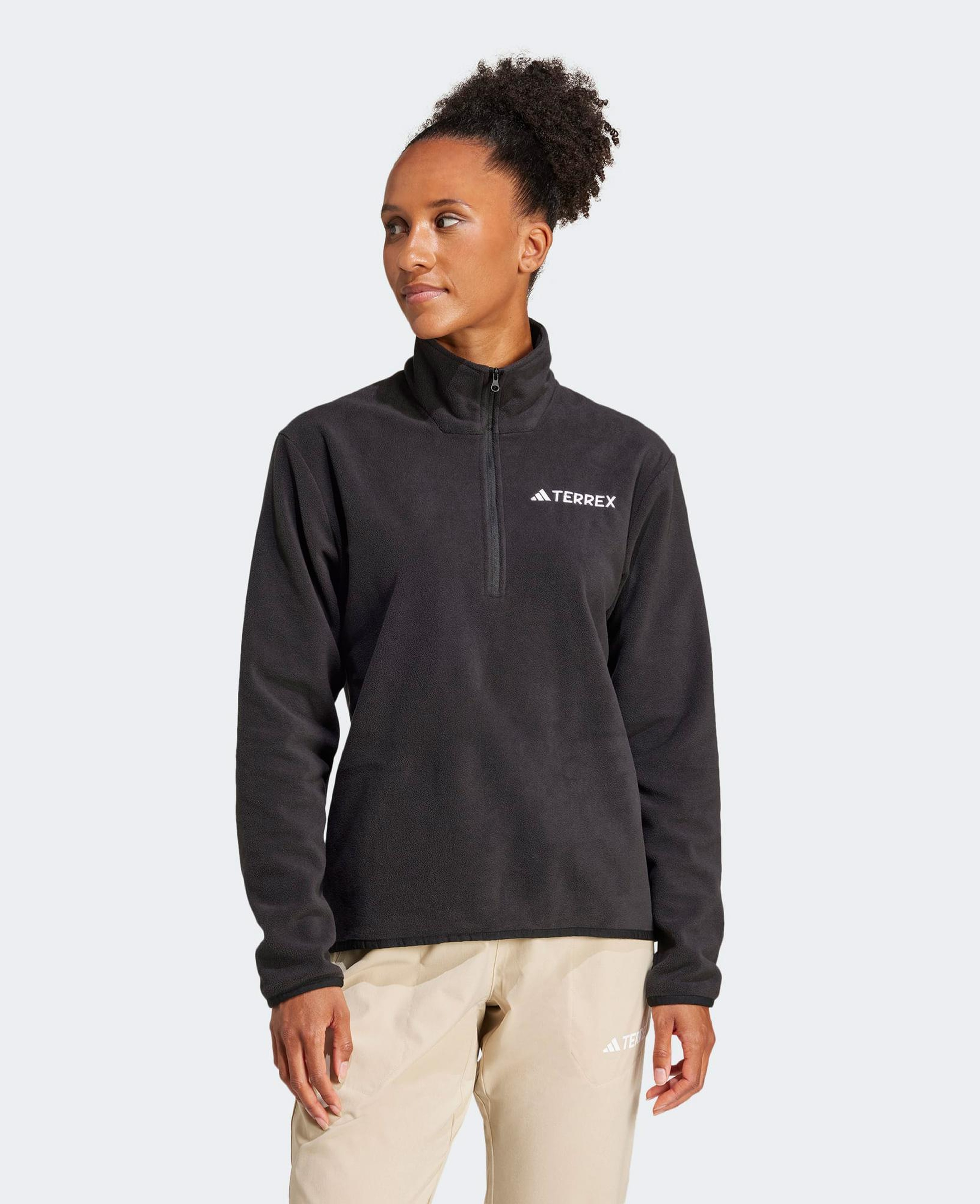 adidas Multi Essentials 1-2 Zip Fleece Kadın Siyah Yürüyüş Polar
