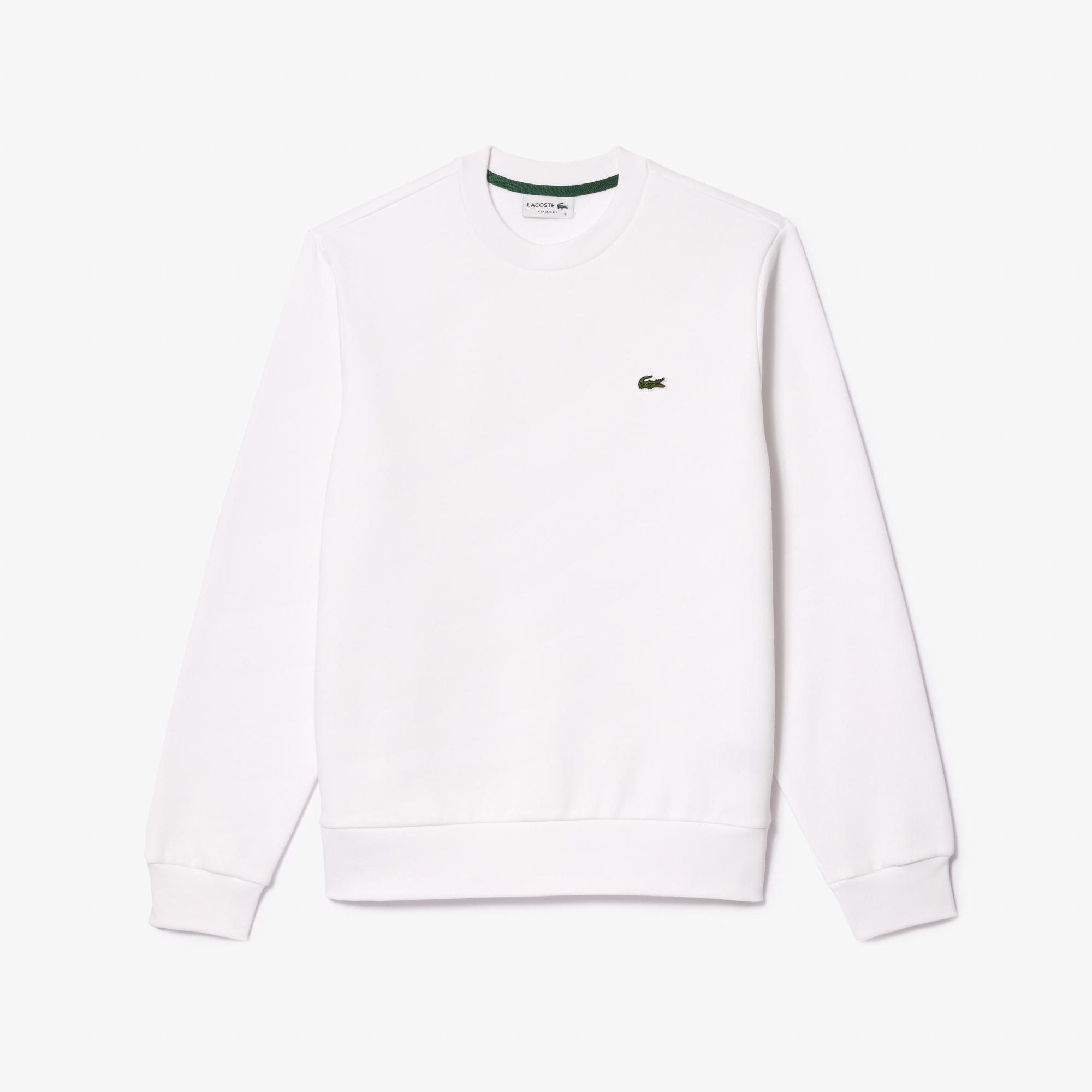Erkek Classic Fit Bisiklet Yaka Organik Pamuk Beyaz Sweatshirt