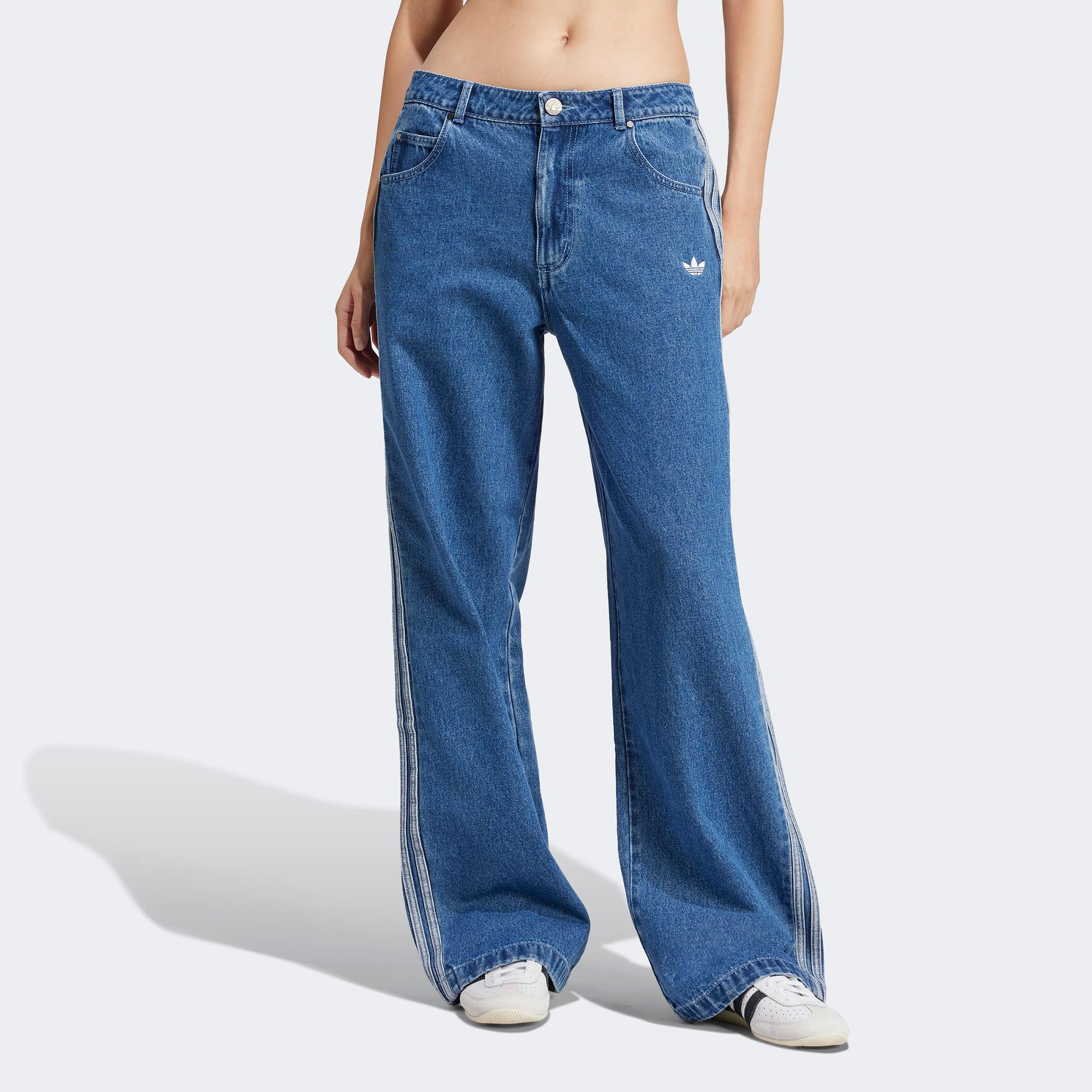 adidas Adicolor 3-Stripes Kadın Denim Mavi Pantolon