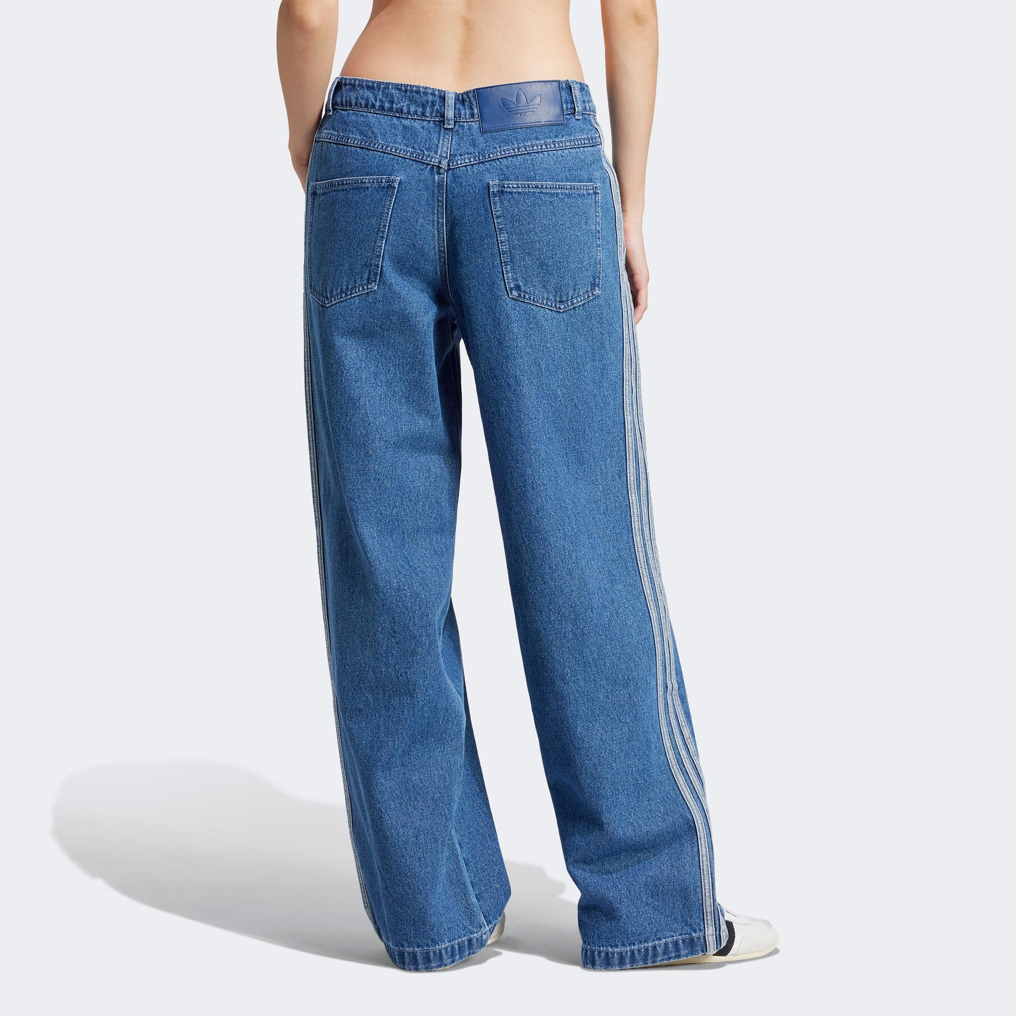 adidas Adicolor 3-Stripes Kadın Denim Mavi Pantolon