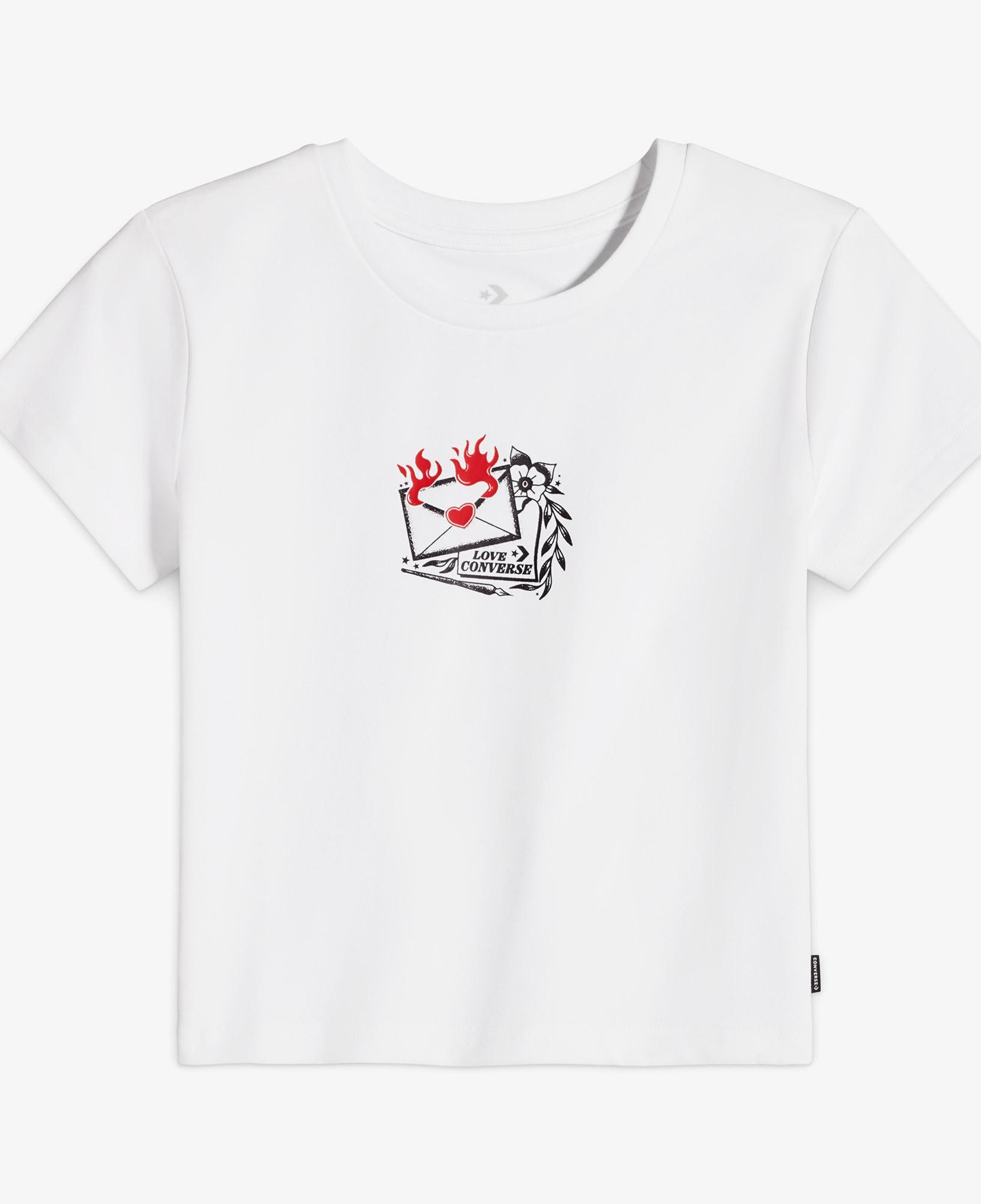 Converse Classic Kadın Slim Fit Baskılı Beyaz T-Shirt