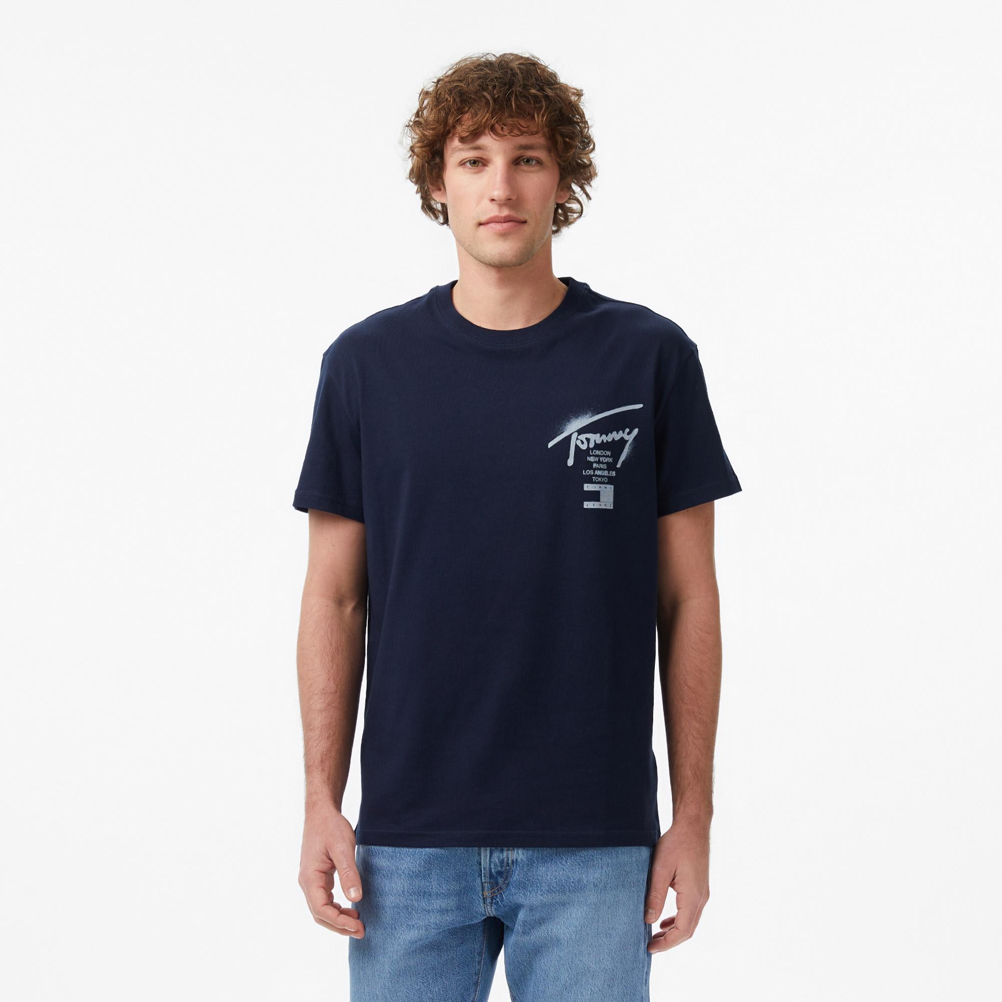 Tommy Hilfiger Regular City Sign Erkek Mavi T-Shirt