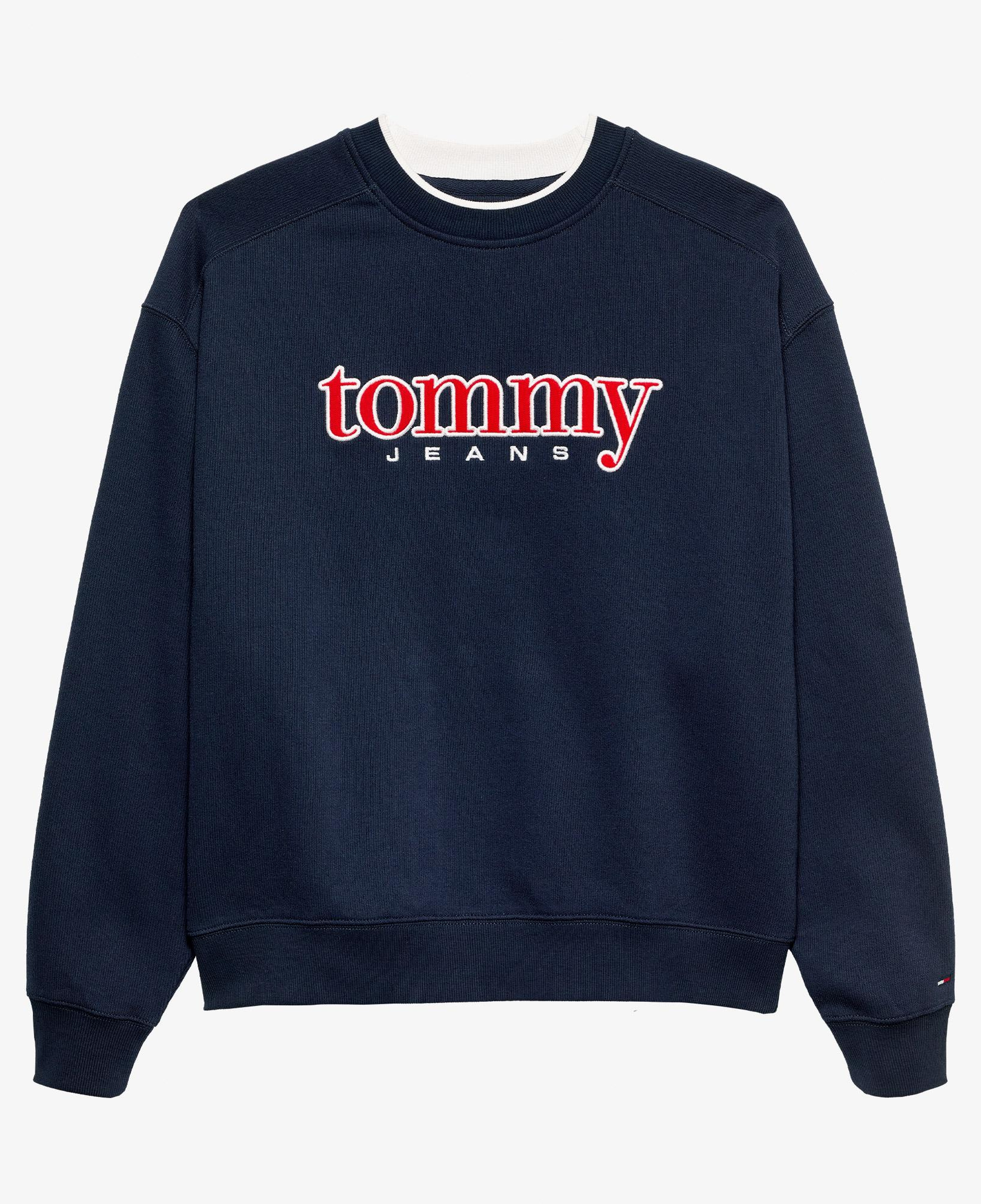 Tommy Hilfiger Erkek 90s Texture Graphic Erkek Lacivert Sweatshirt