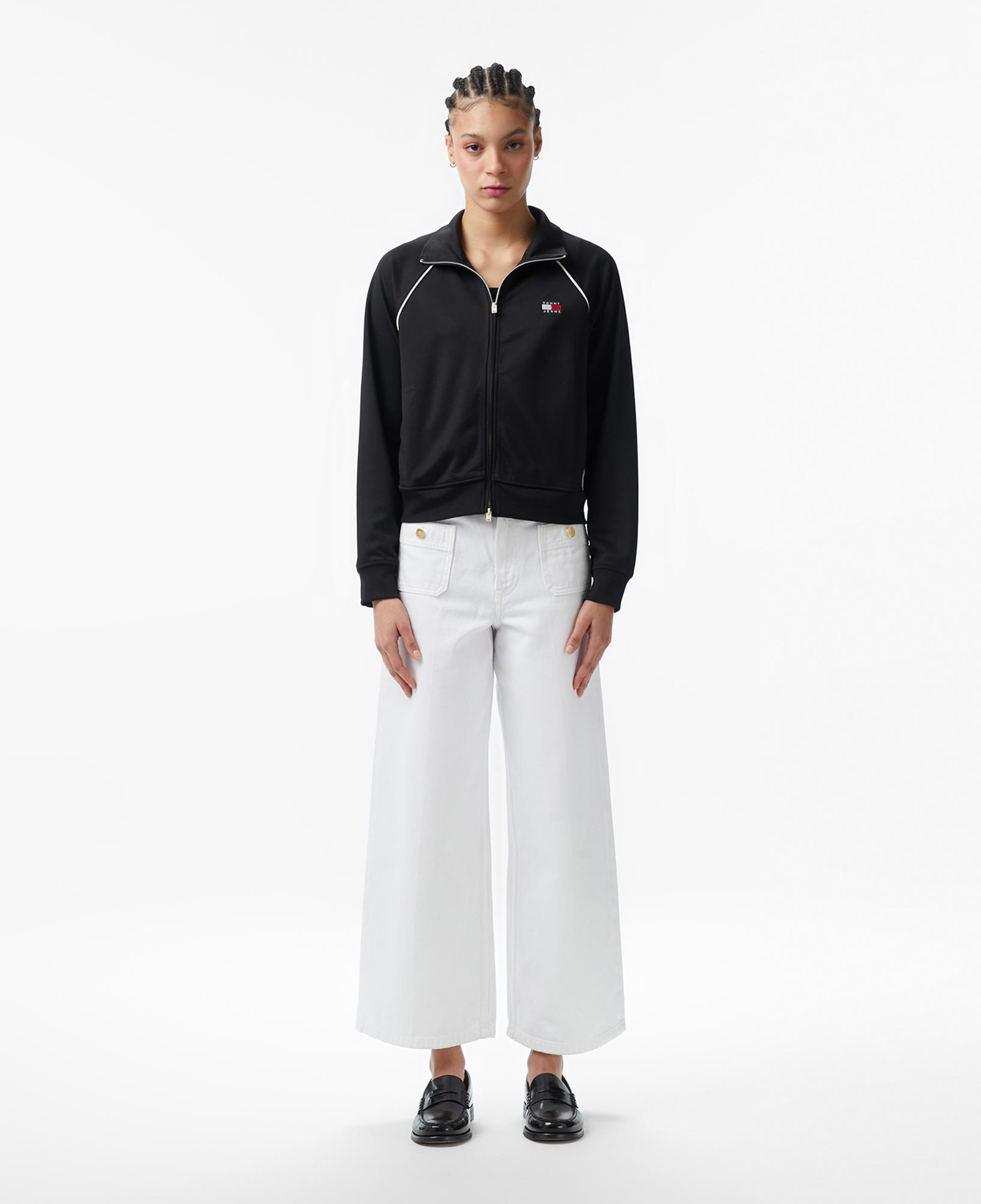 Tommy Hilfiger Jeans Badge Interlock Knit Track Kadın Siyah Ceket
