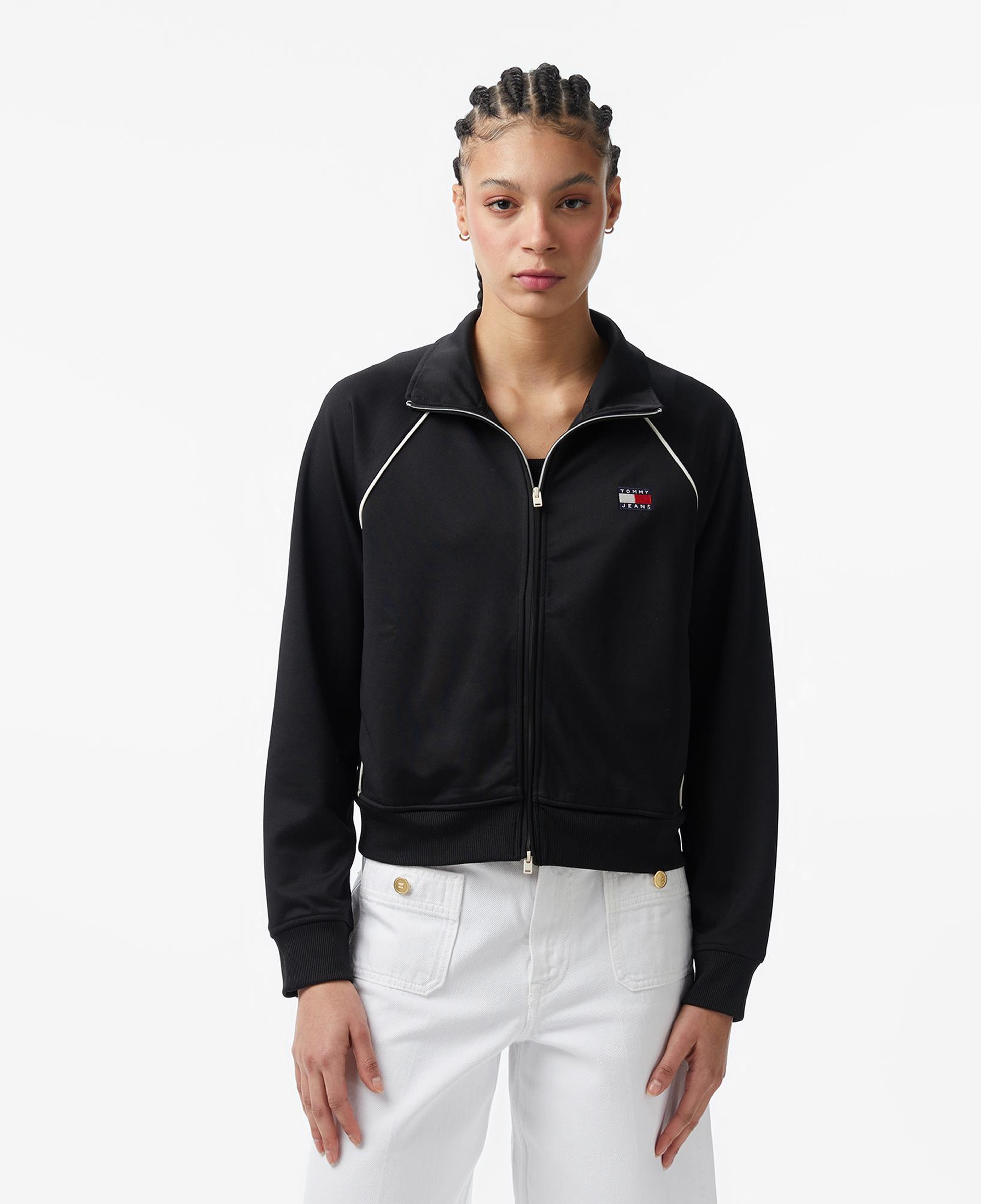 Tommy Hilfiger Jeans Badge Interlock Knit Track Kadın Siyah Ceket