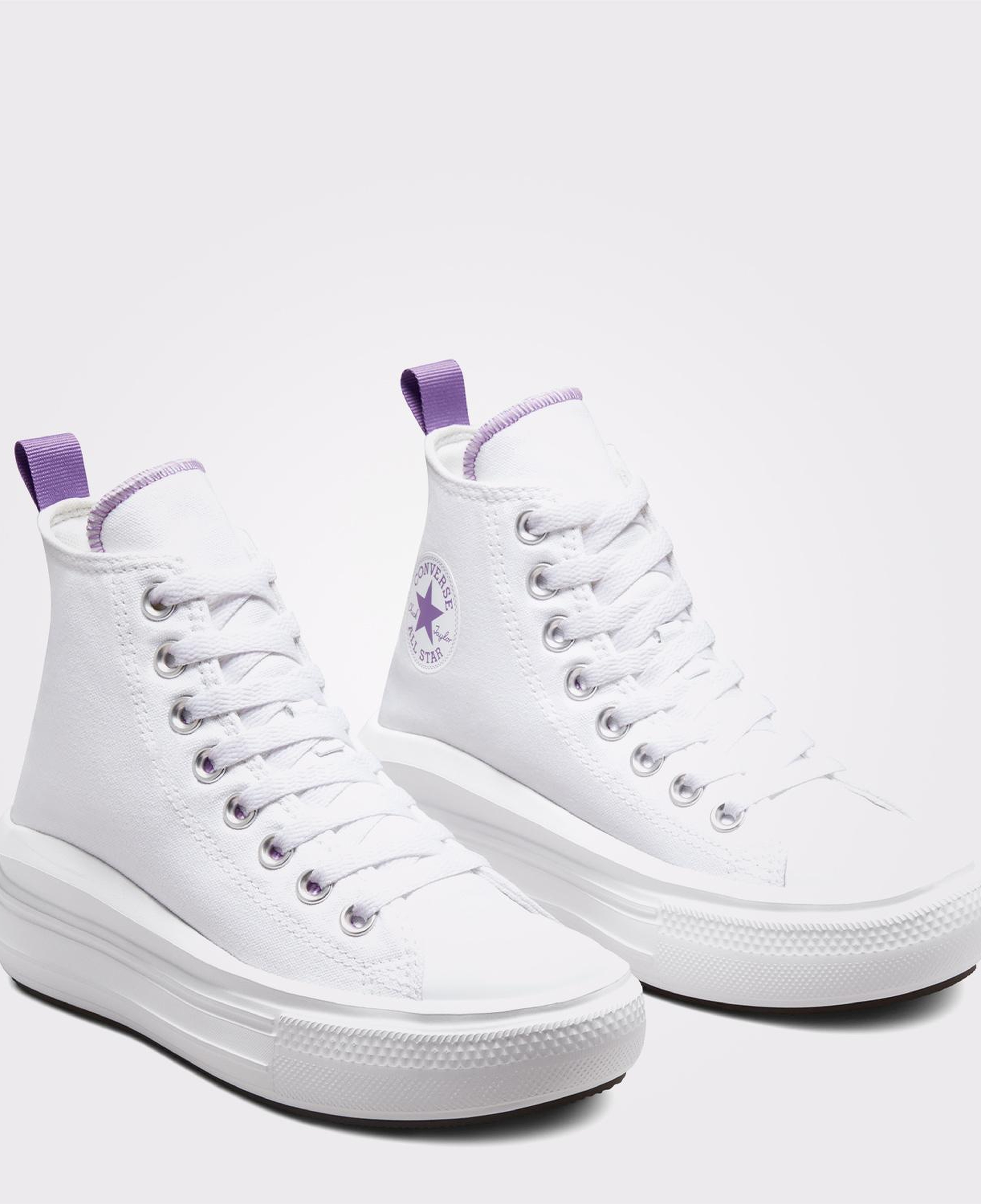 Converse Chuck Taylor All Star Move Platform Çocuk Mor Detaylı Beyaz Sneaker