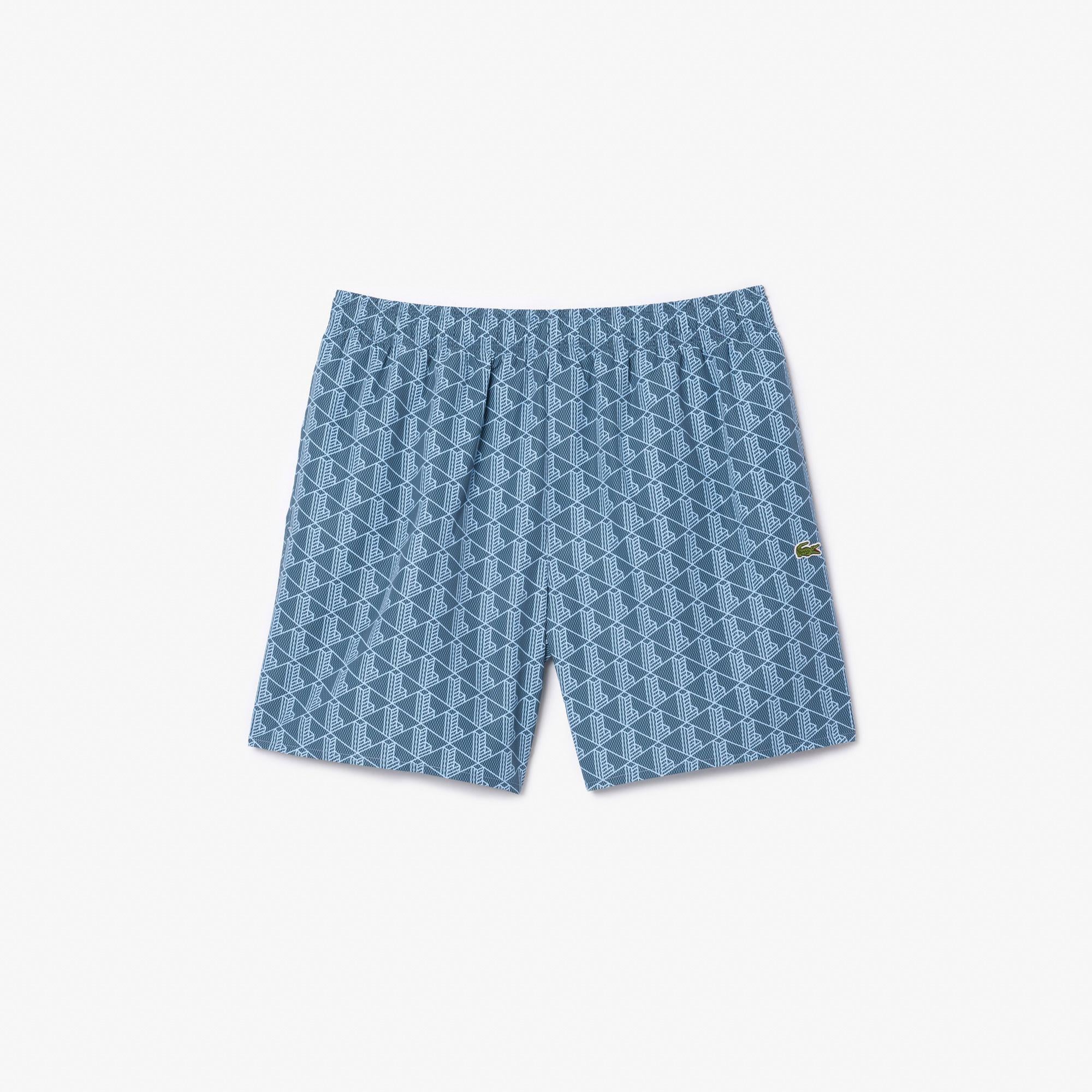 Lacoste Mid Monogram Print Swim Erkek Mavi Deniz Şortu
