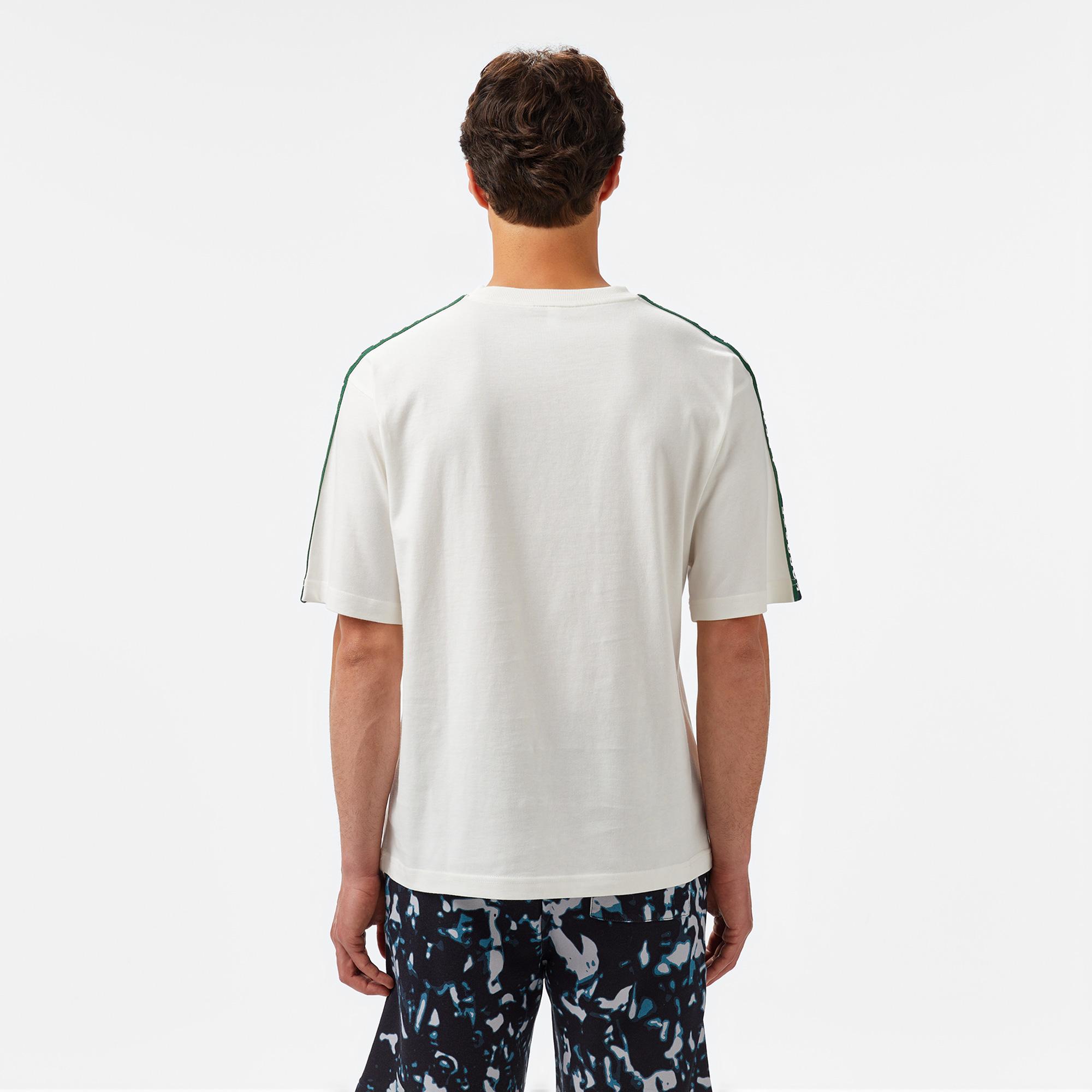 Erkek Relaxed Fit Bisiklet Yaka Baskılı Beyaz T-Shirt
