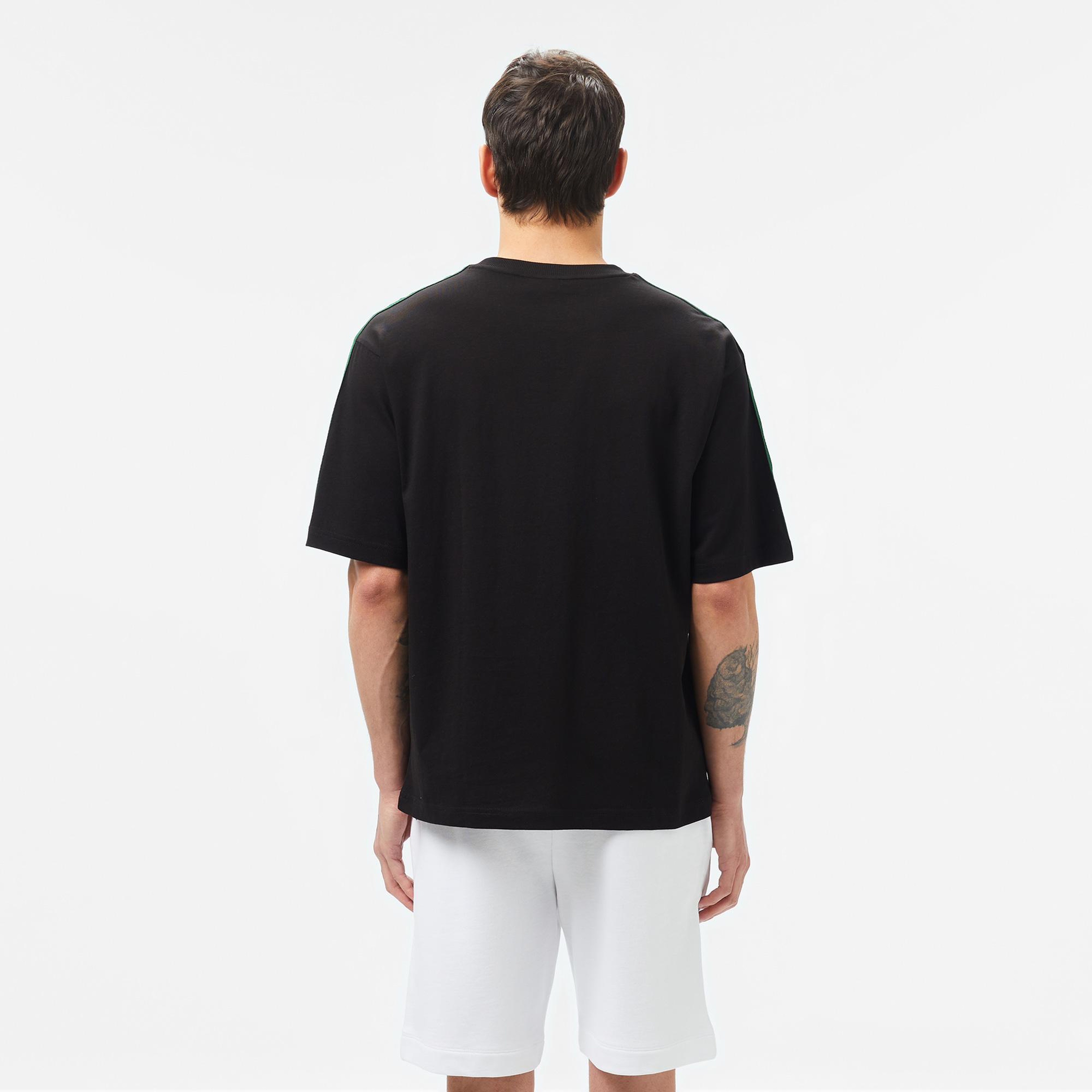 Erkek Relaxed Fit Bisiklet Yaka Baskılı Siyah T-Shirt
