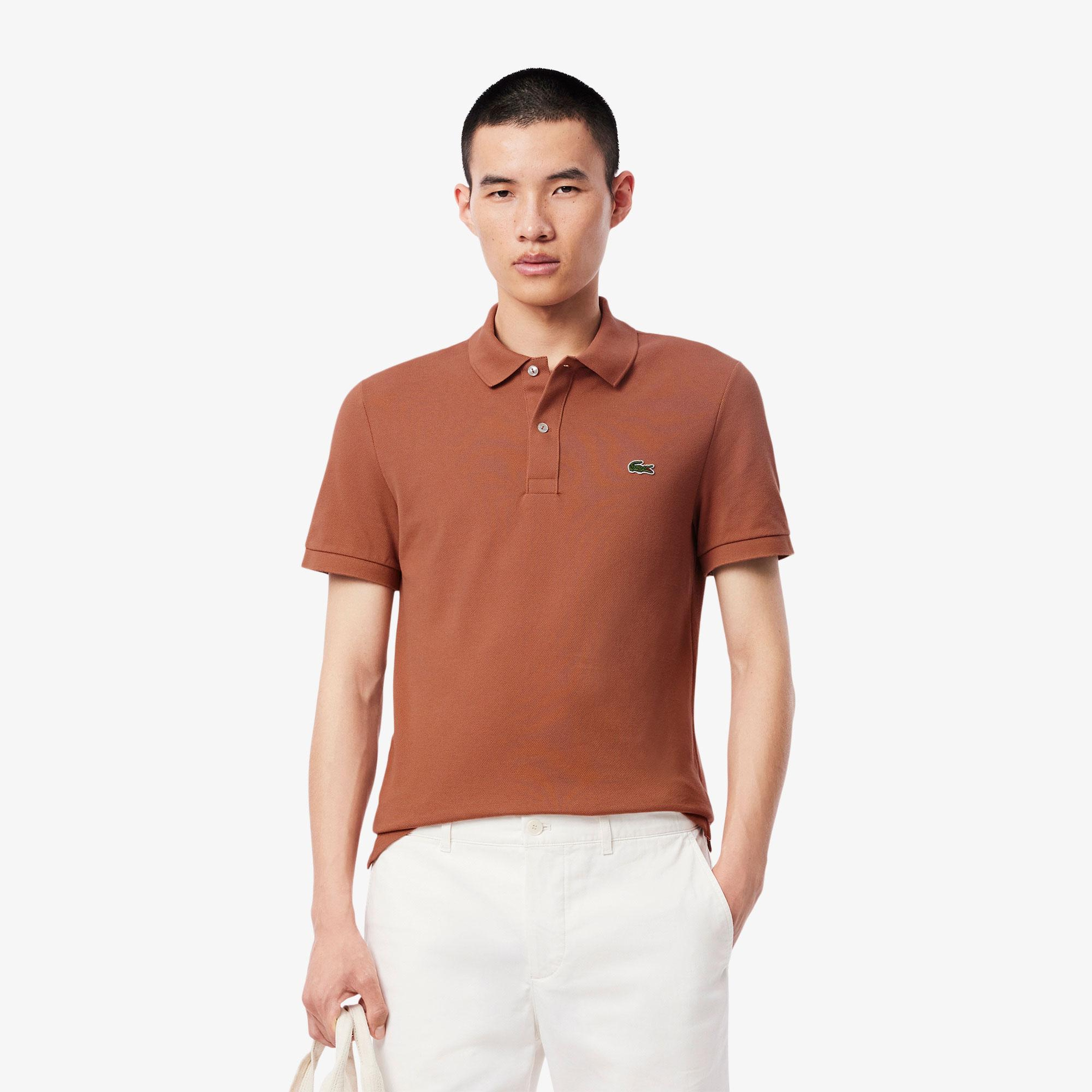 L.12.12 Erkek Slim Fit Kahverengi Polo