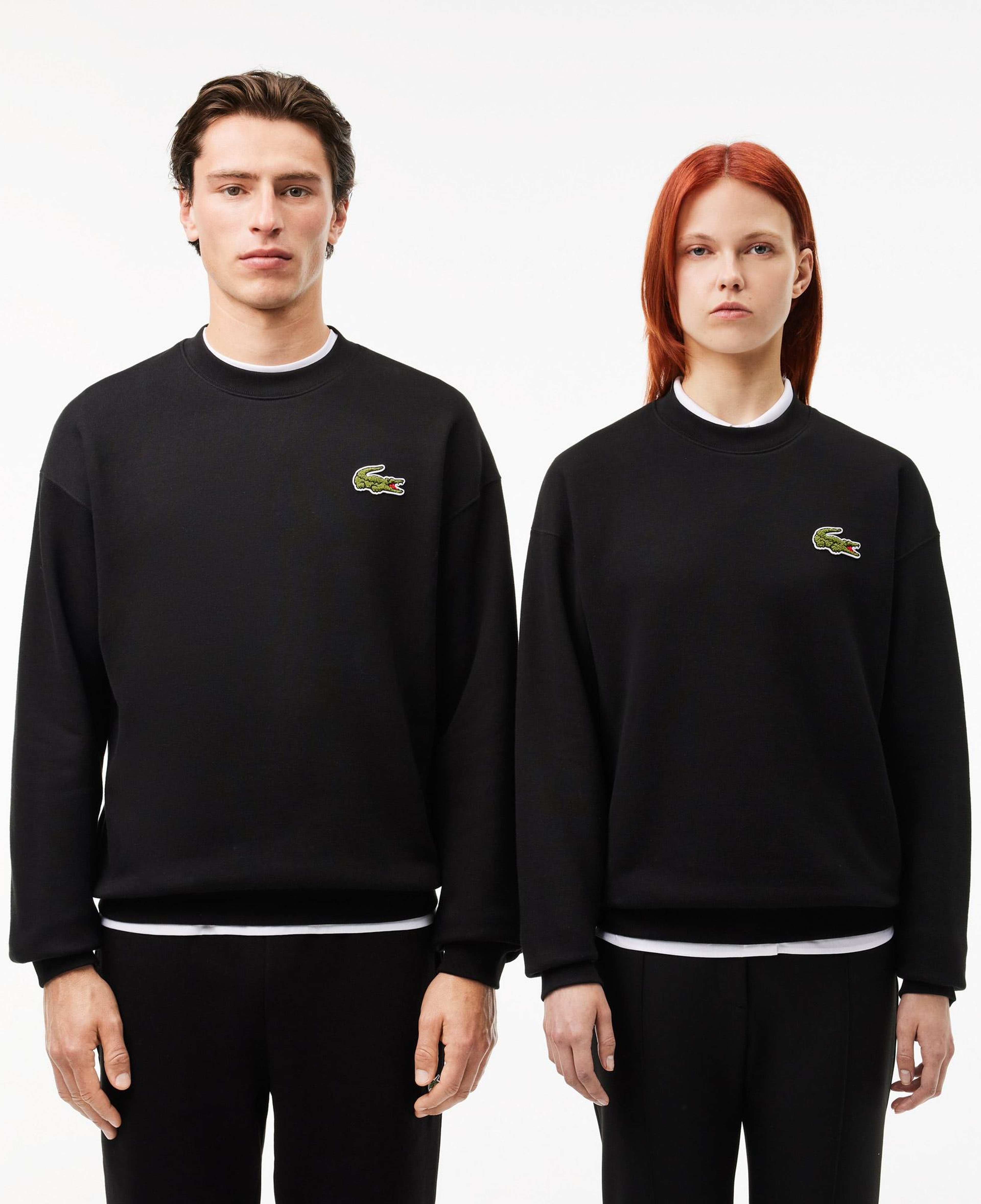 Unisex Loose Fit Bisiklet Yaka Organik Pamuk Siyah Sweatshirt