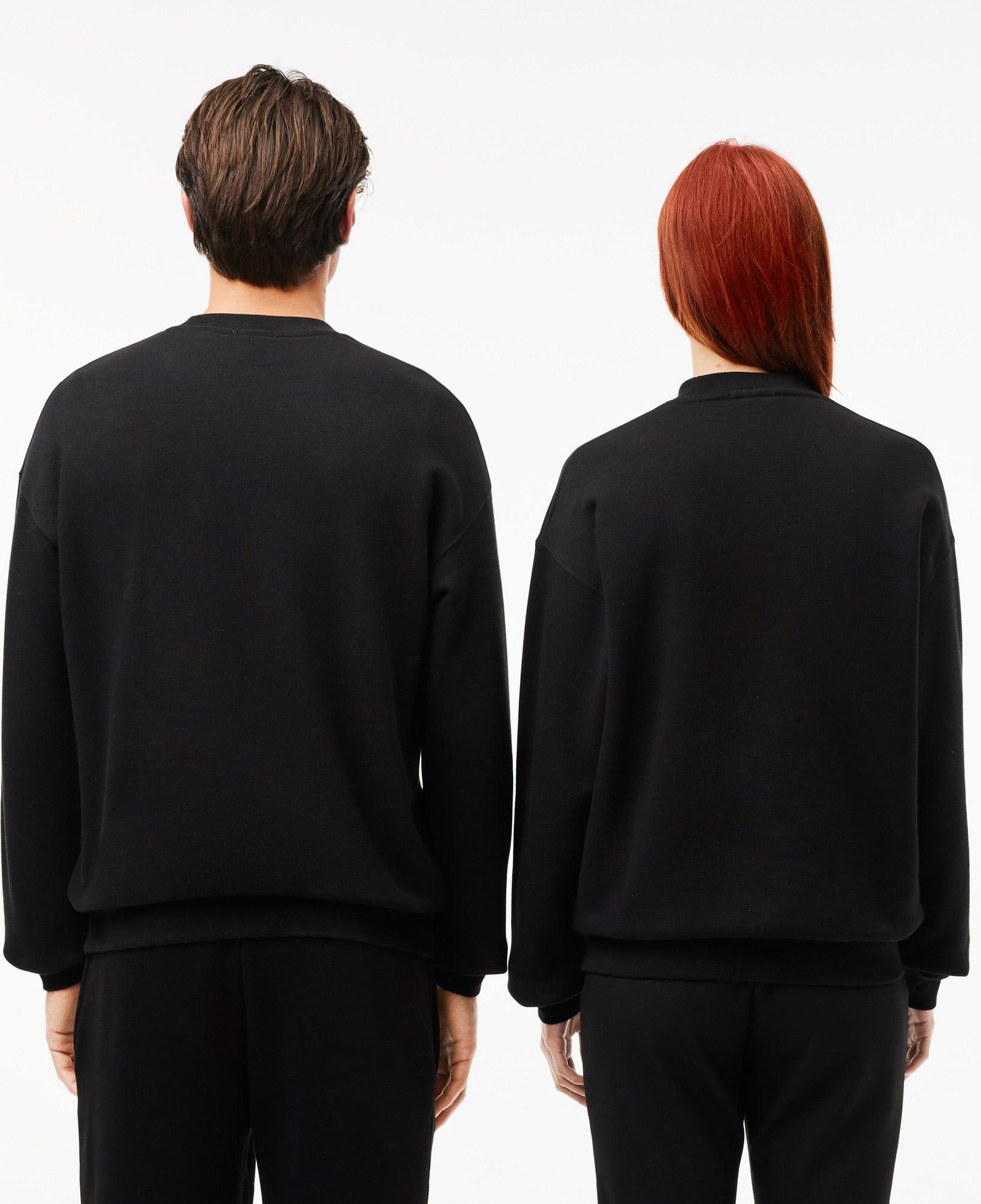Unisex Loose Fit Bisiklet Yaka Organik Pamuk Siyah Sweatshirt