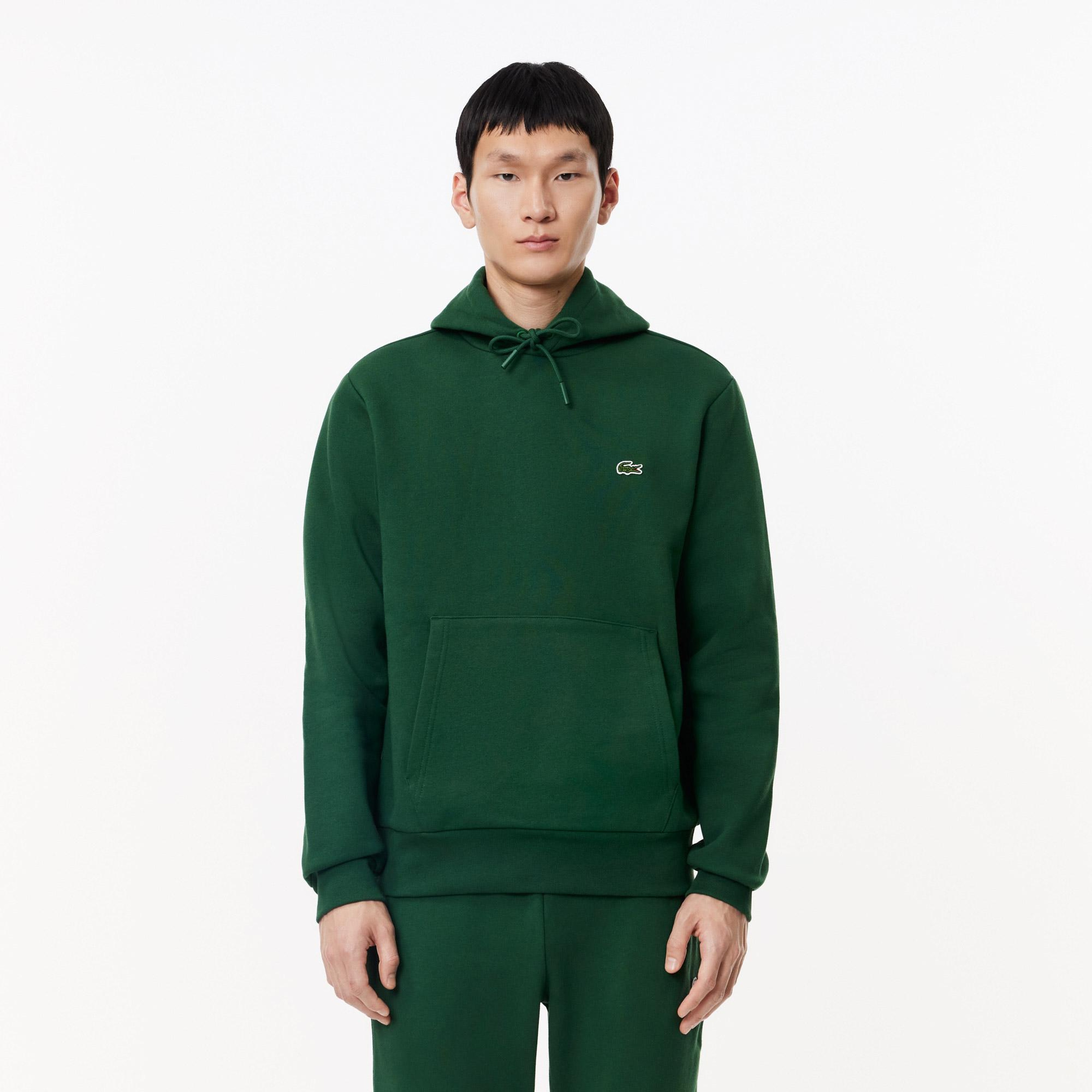 Erkek Classic Fit Kapüşonlu Yeşil Sweatshirt