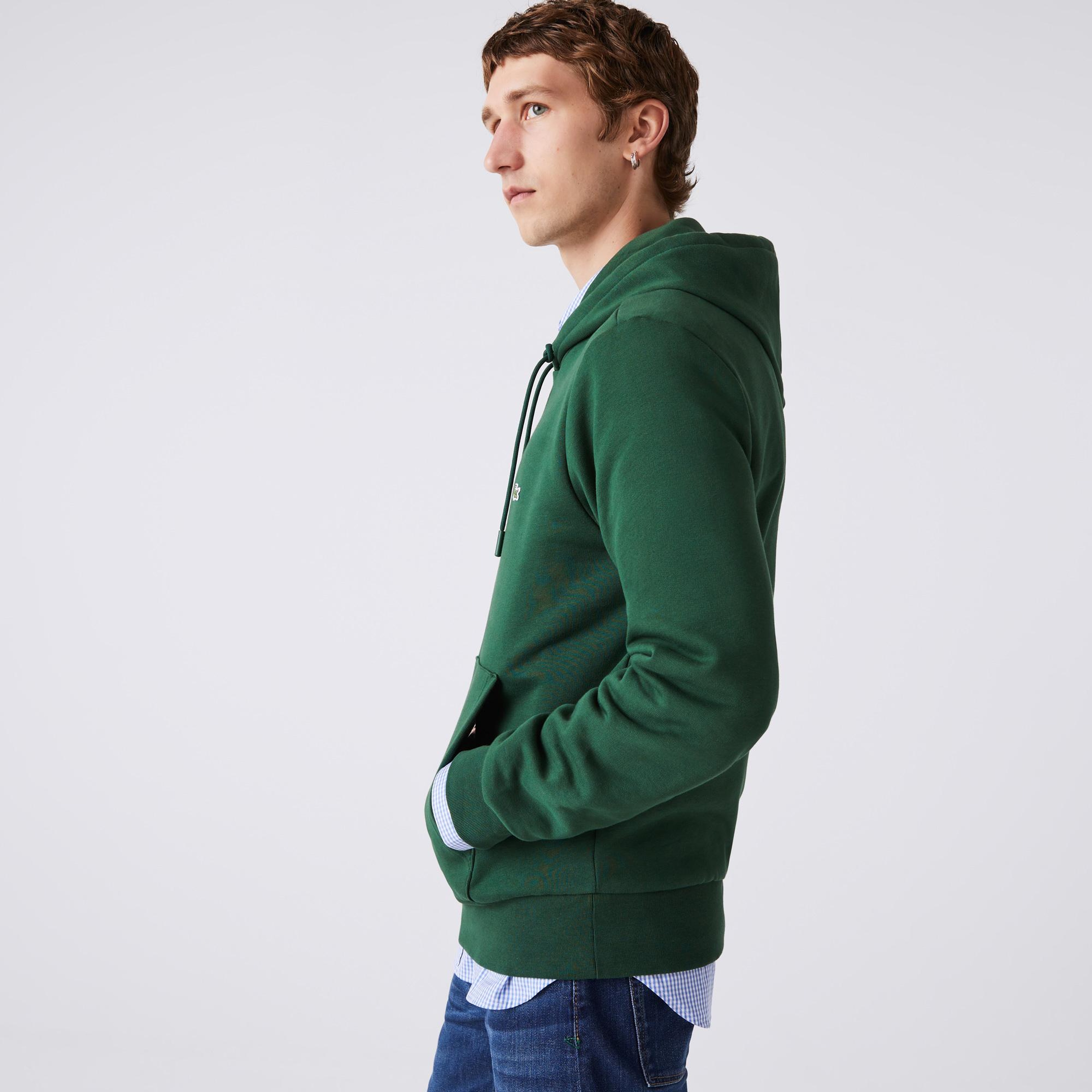 Erkek Classic Fit Kapüşonlu Yeşil Sweatshirt