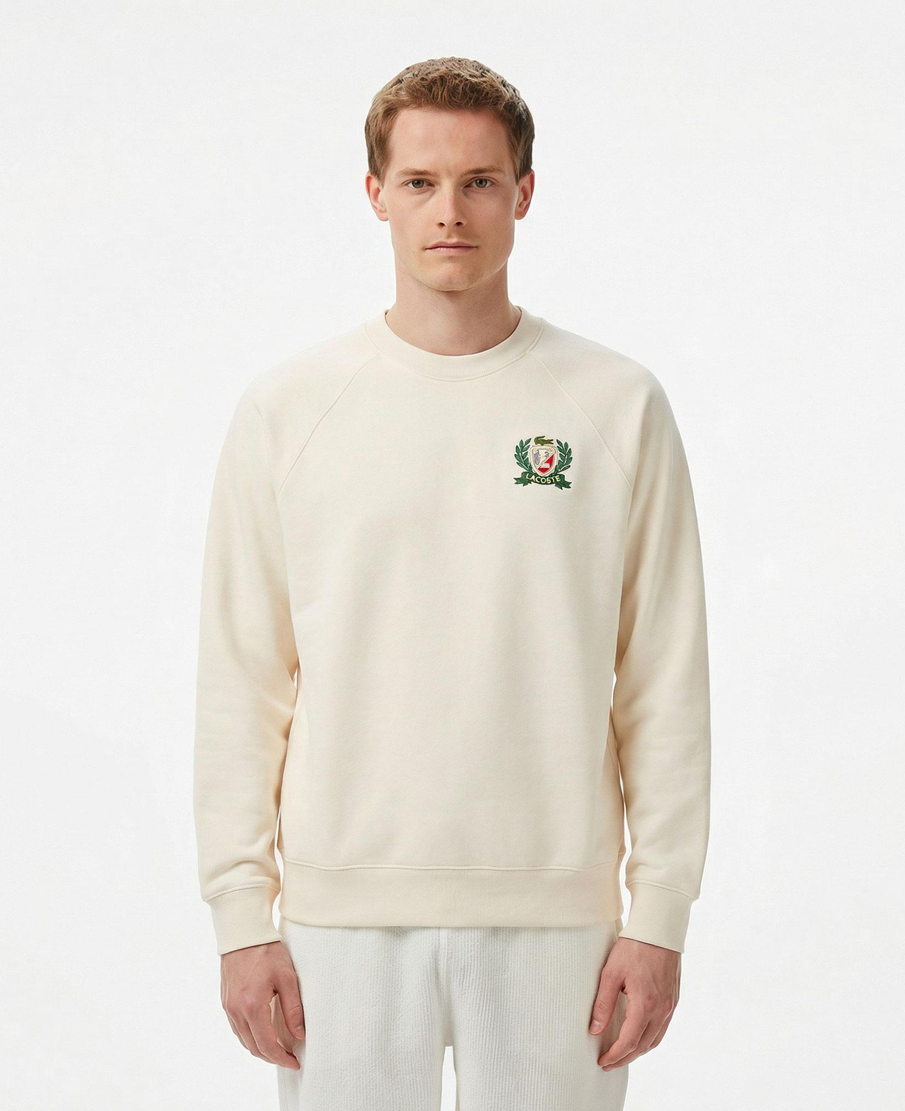 Lacoste Erkek Classic Fit Bisiklet Yaka Krem Sweatshirt