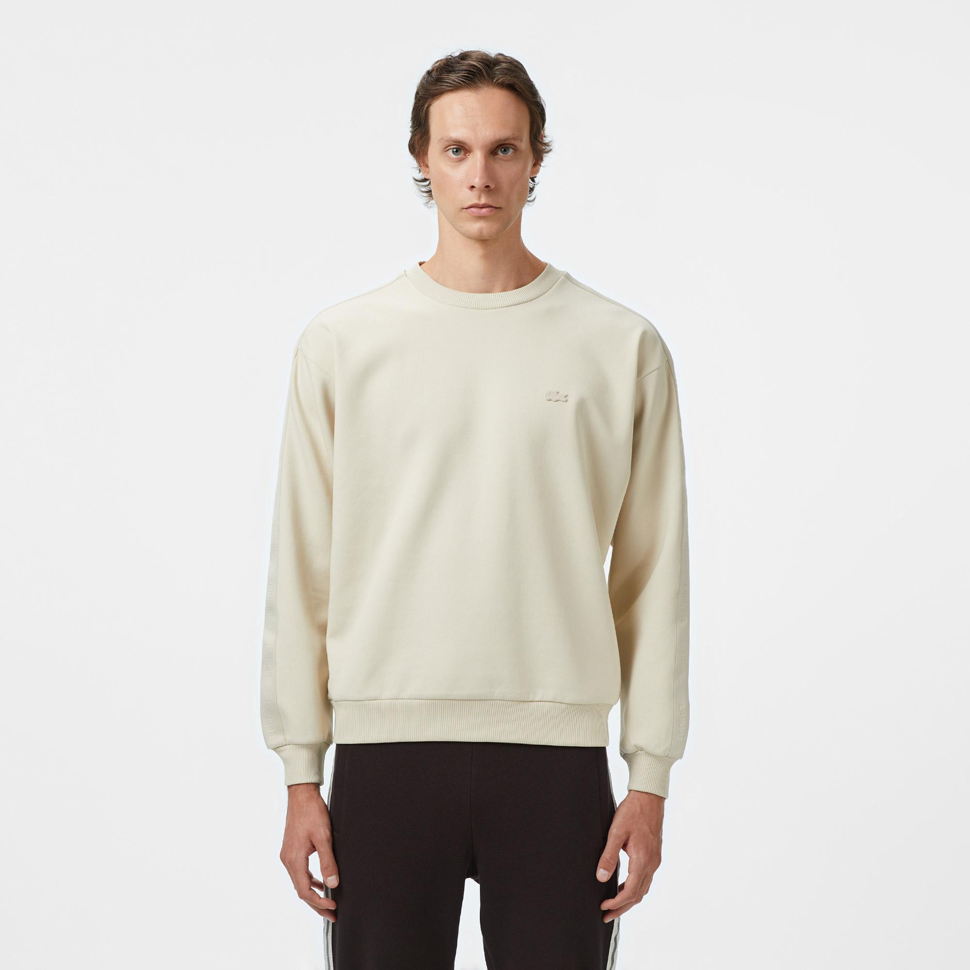 Lacoste Relaxed Fit Bisiklet Yaka Erkek Krem Sweatshirt