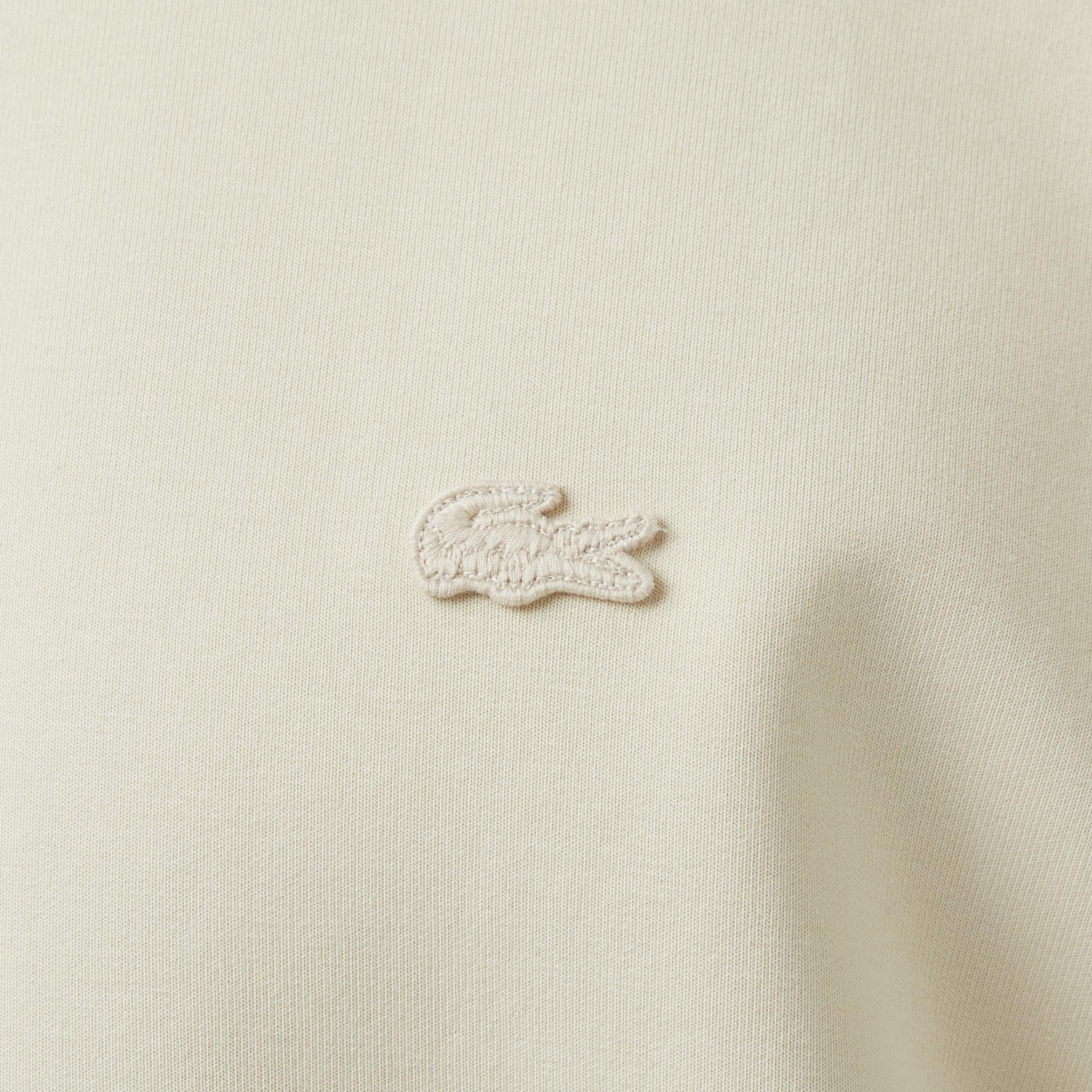Lacoste Relaxed Fit Bisiklet Yaka Erkek Krem Sweatshirt
