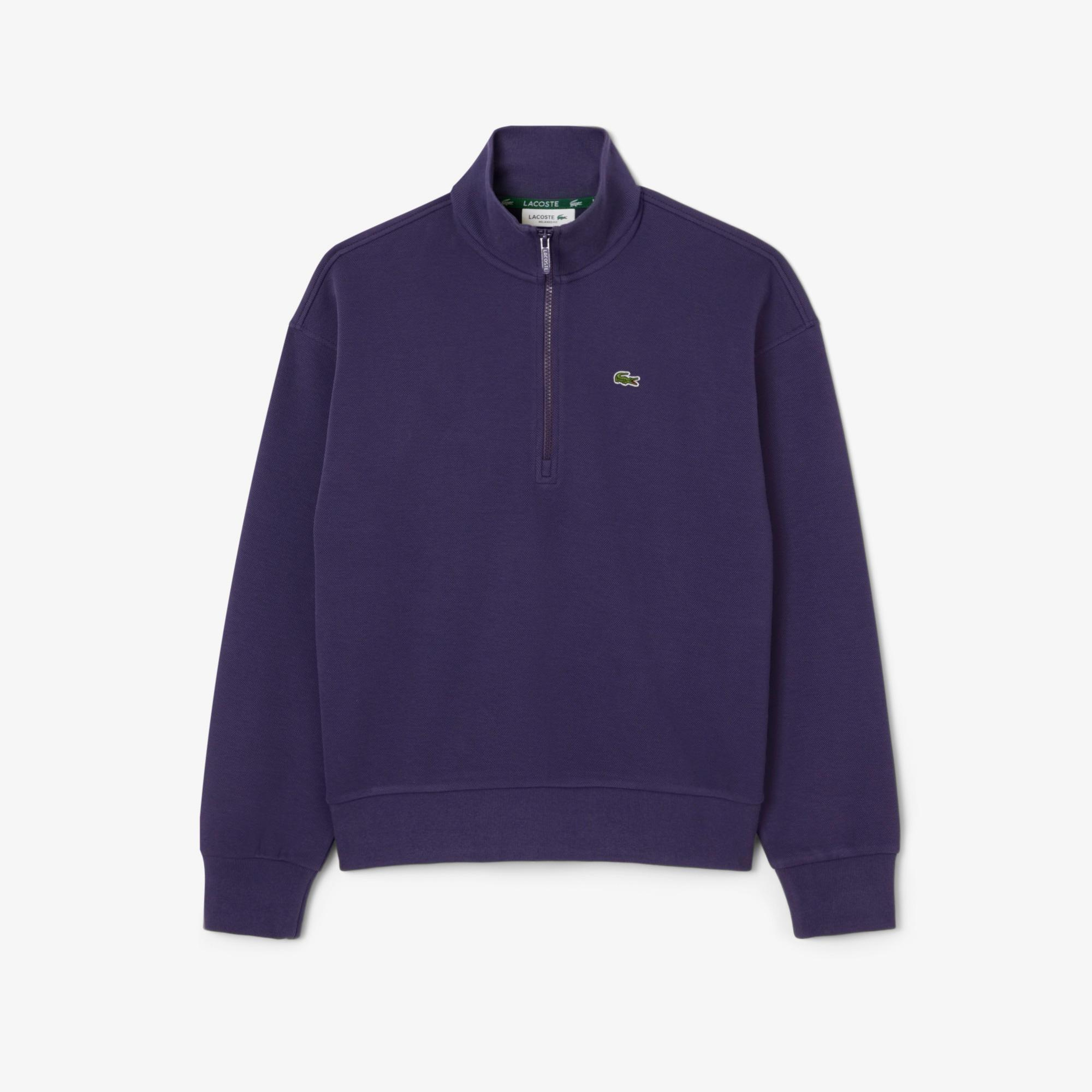 Kadın Relaxed Fit Yarım Fermuarlı Mor Sweatshirt