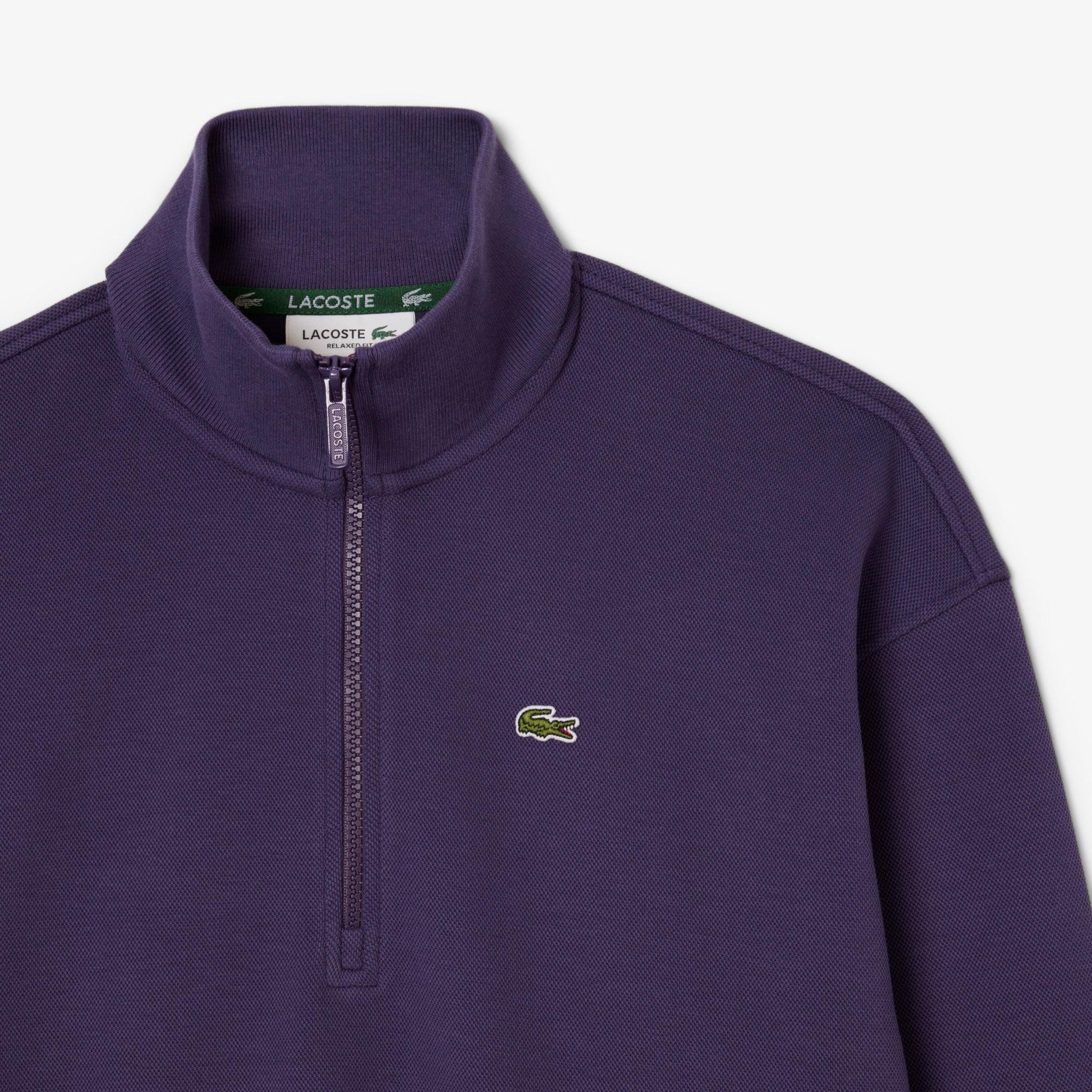 Kadın Relaxed Fit Yarım Fermuarlı Mor Sweatshirt