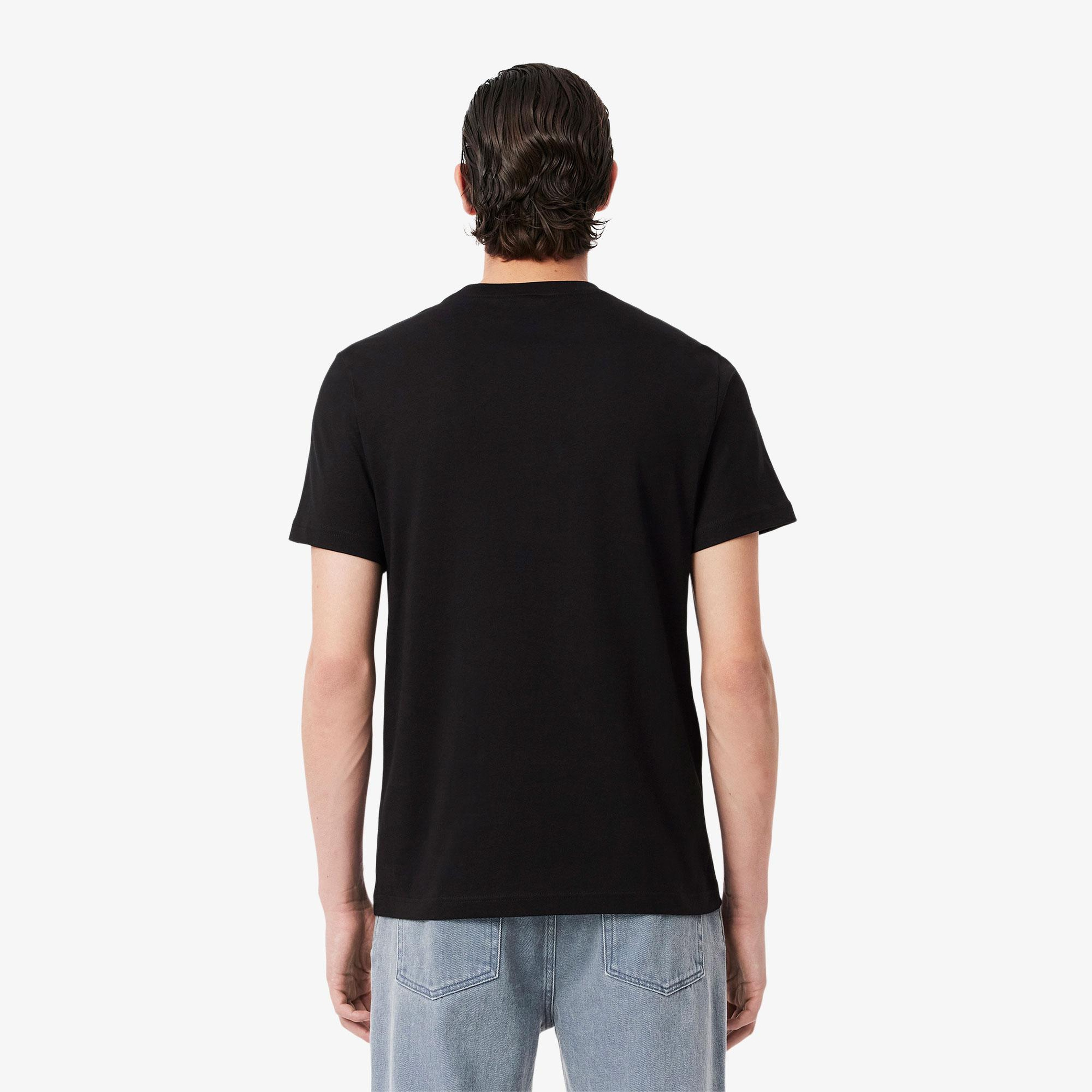 Erkek Regular Fit Bisiklet Yaka Baskılı Siyah T-Shirt