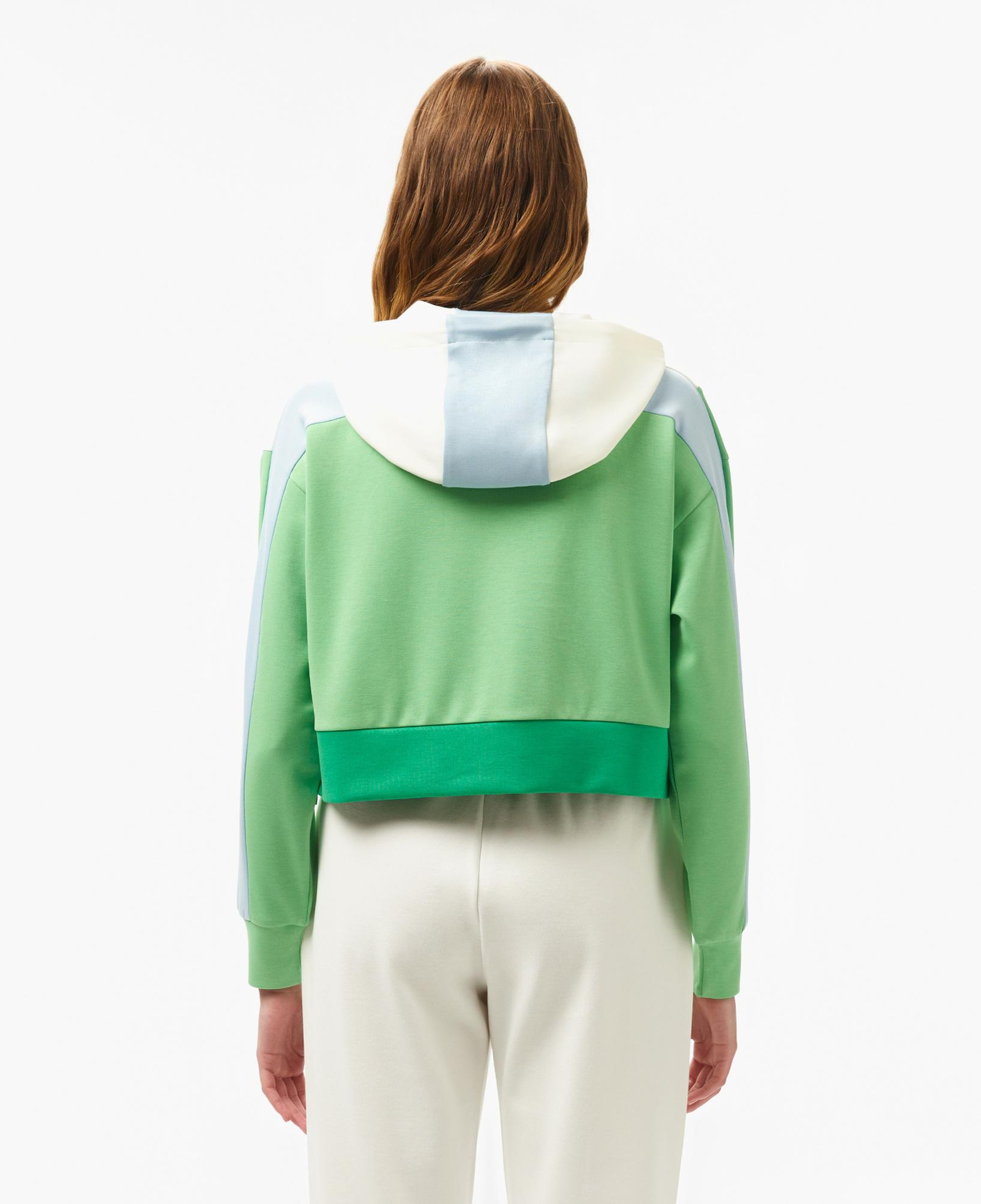 Lacoste Kadın Kapüşonlu Renk Bloklu Açık Yeşil Sweatshirt