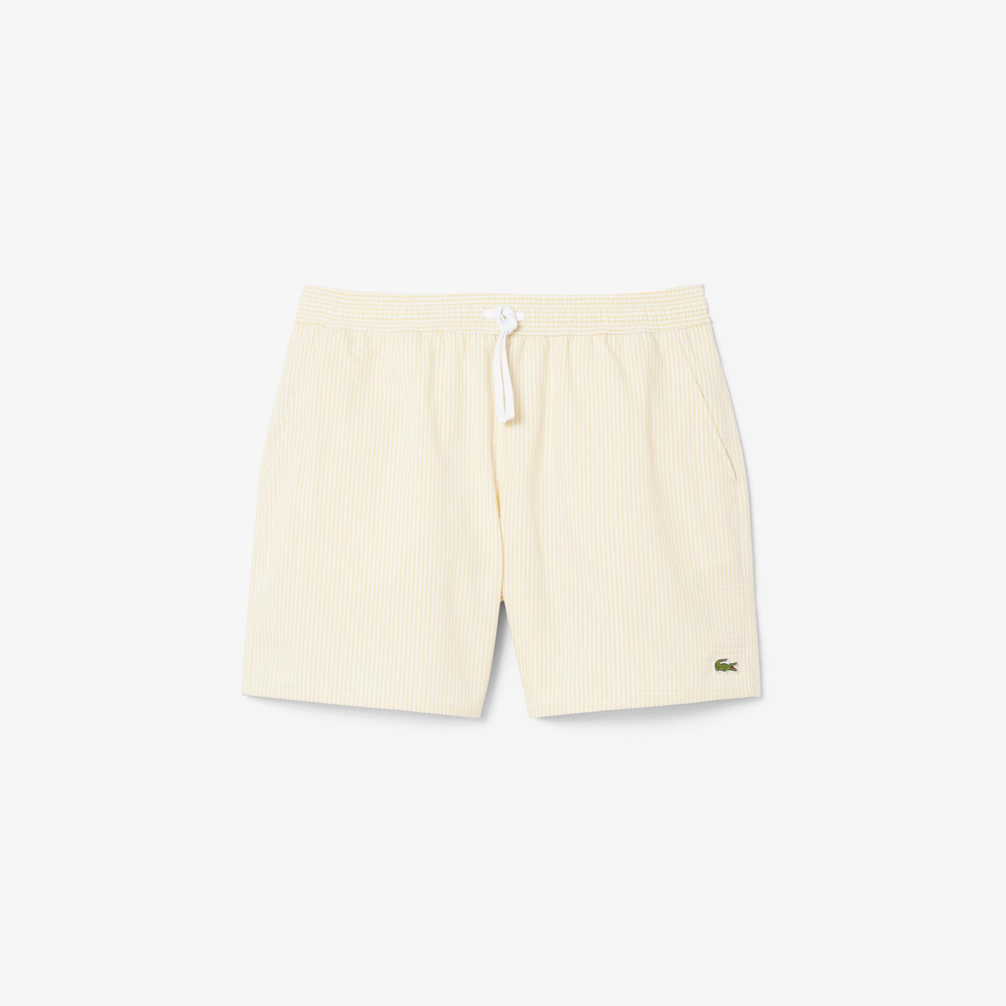 Lacoste Erkek Çizgili Sarı Deniz Şortu