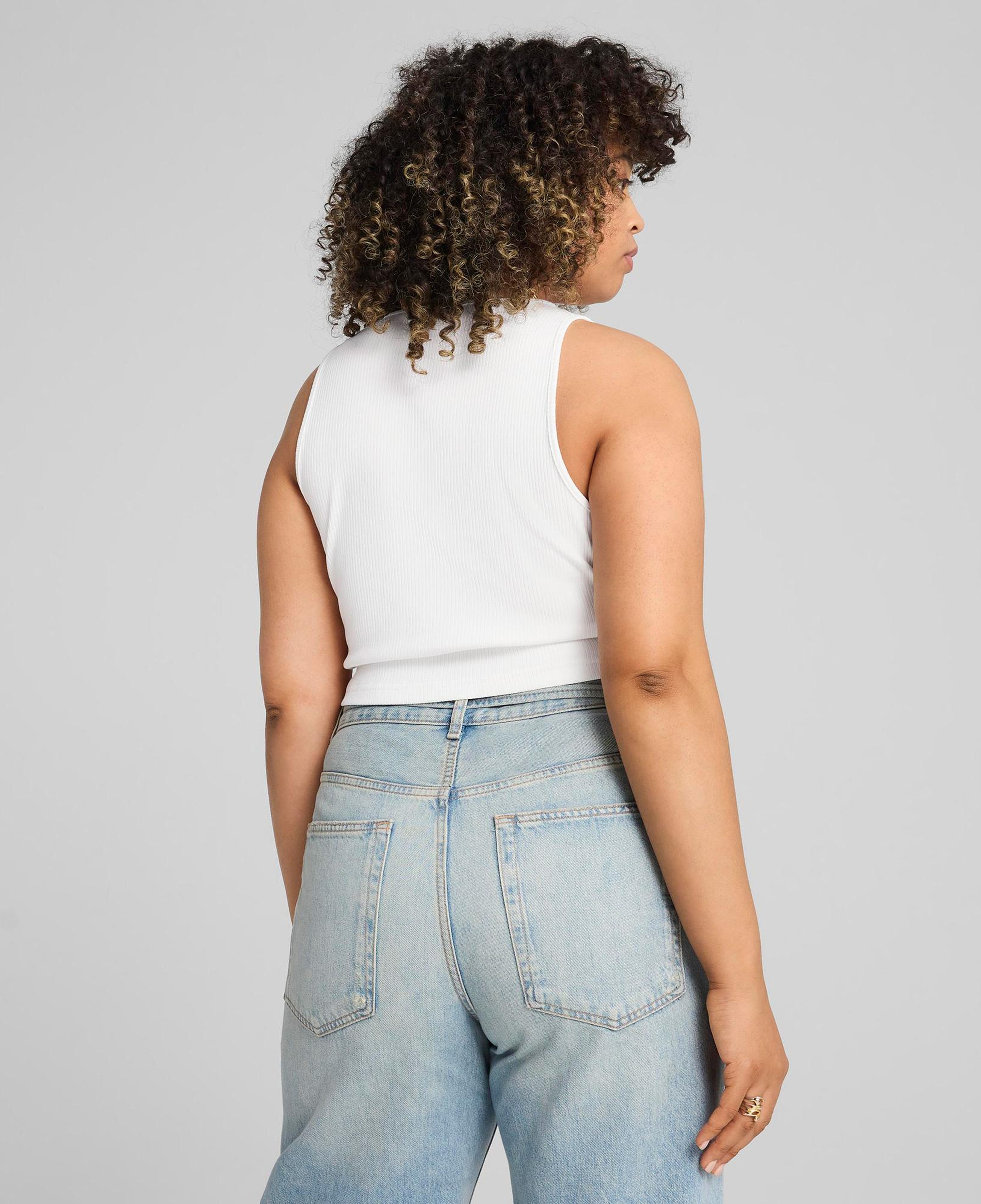 Puma Wardrobe Essentials Ribbed Crop Top Kadın Beyaz Atlet