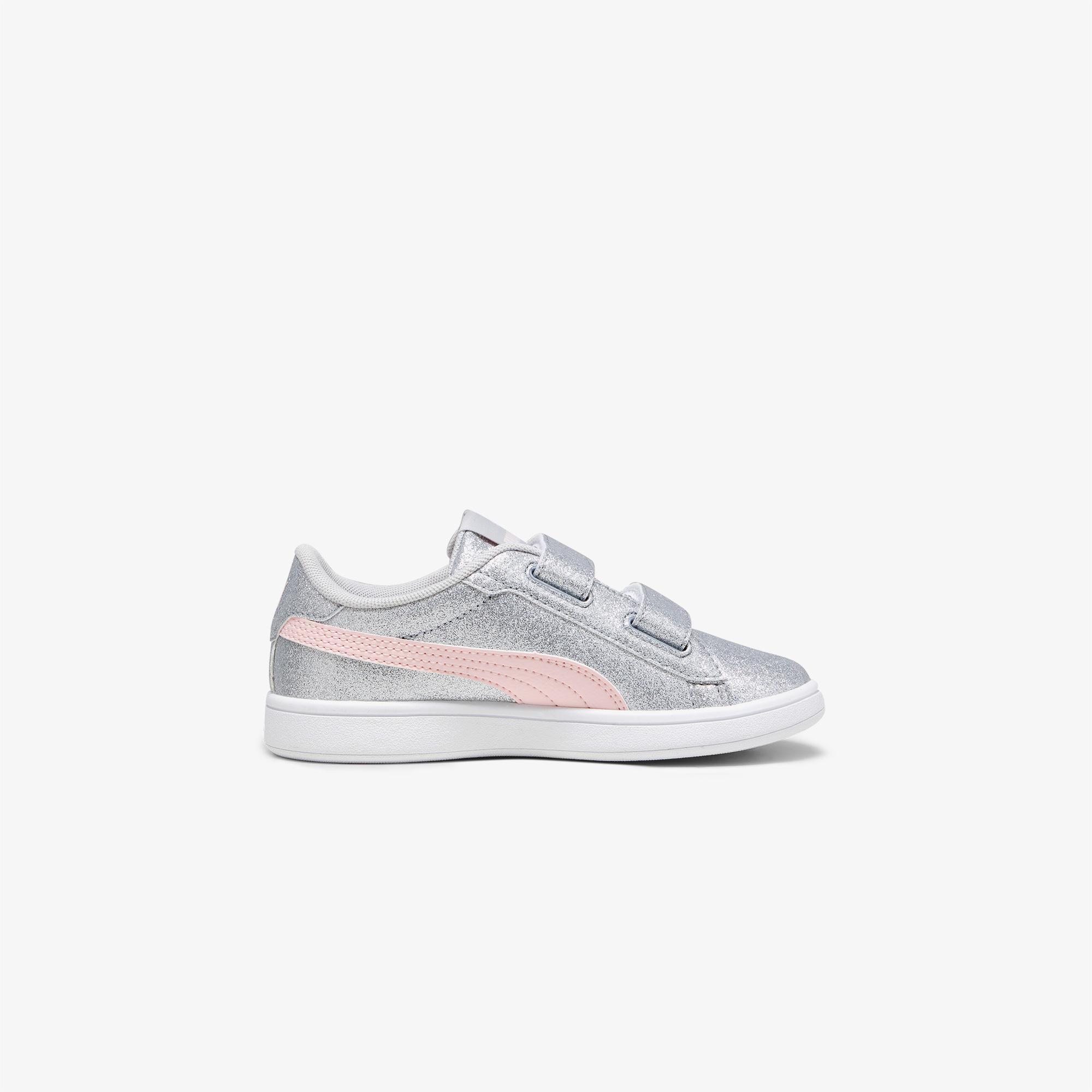 Puma Smash 3.0 Gliz Glam V PS Çocuk Gri Spor Ayakkabı