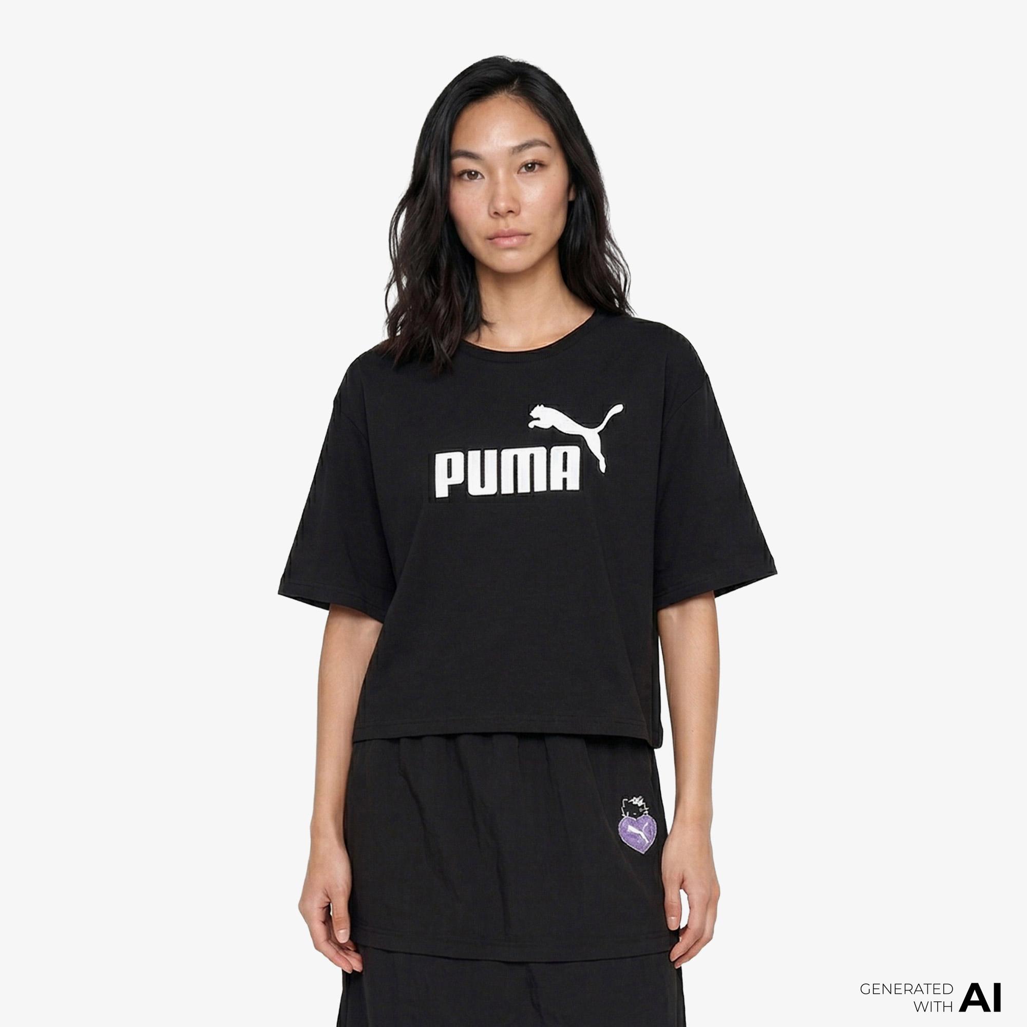 Puma Essential Cropped No. 1 Logo  Kadın Siyah T-Shirt