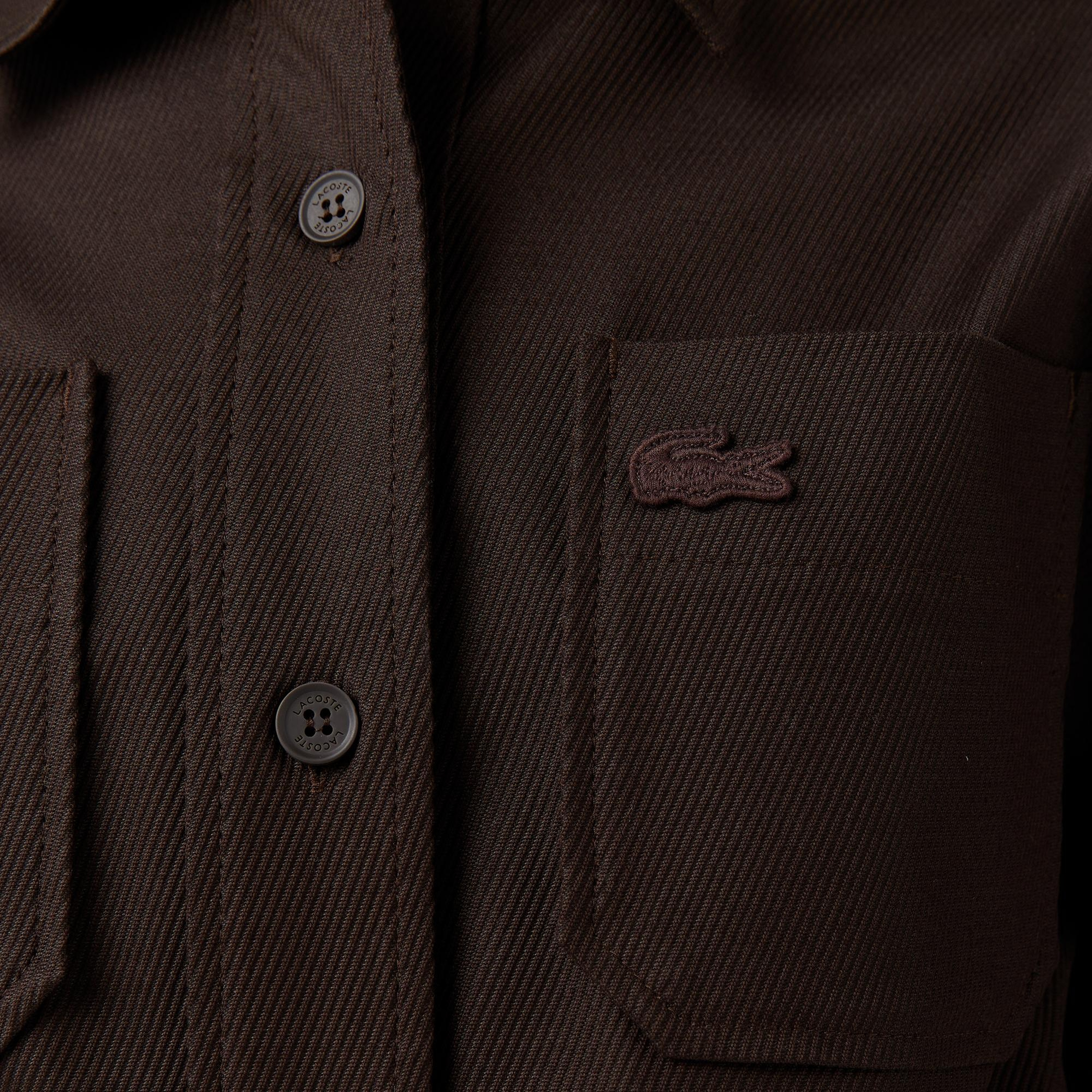 Lacoste Kadın Classic Fit Kısa Kollu Kahverengi Elbise