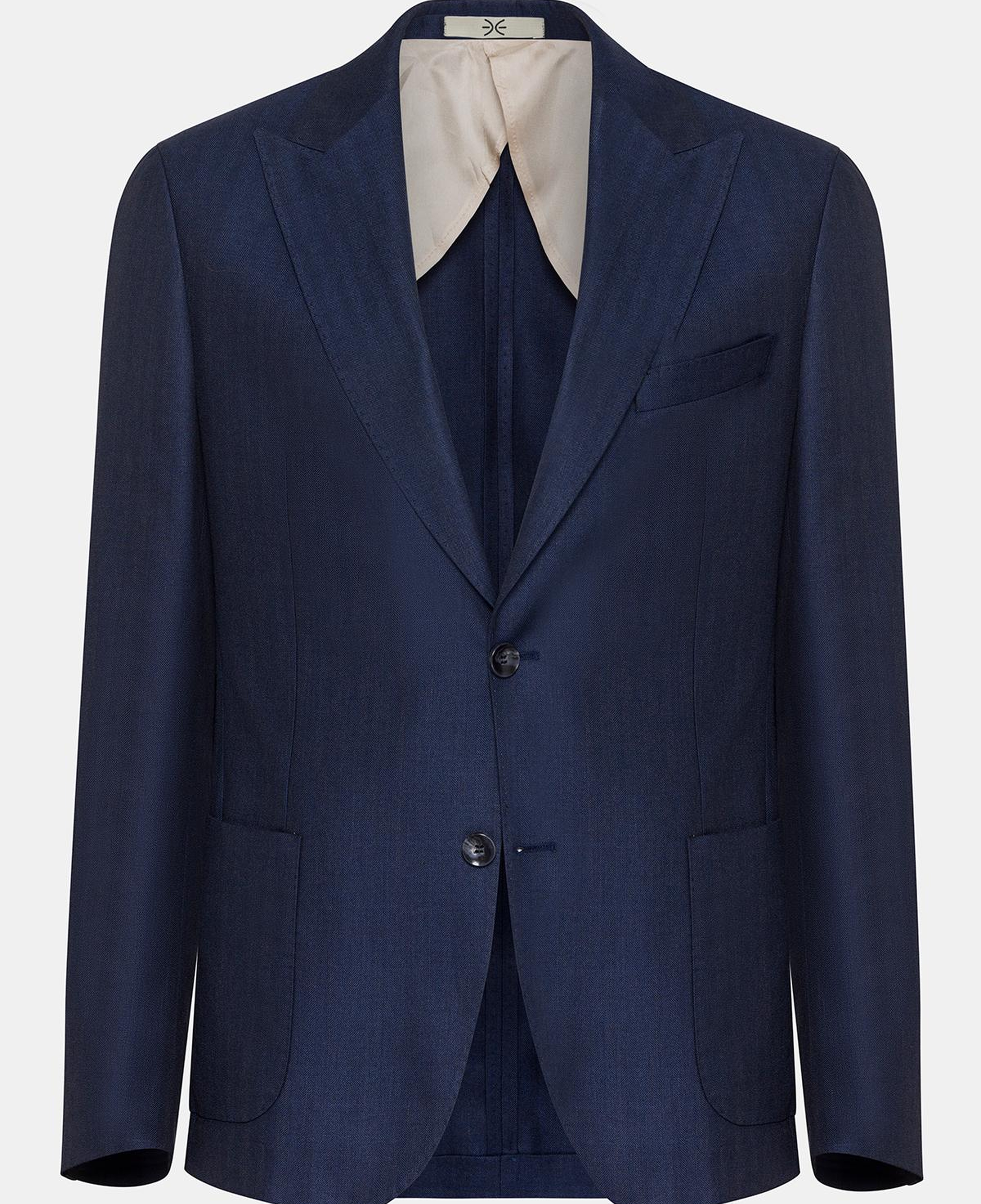 Erkek Lacivert Loro Piana Kumaşıyla Üretilmiş Yün İpek Karışımlı Casual Ceket