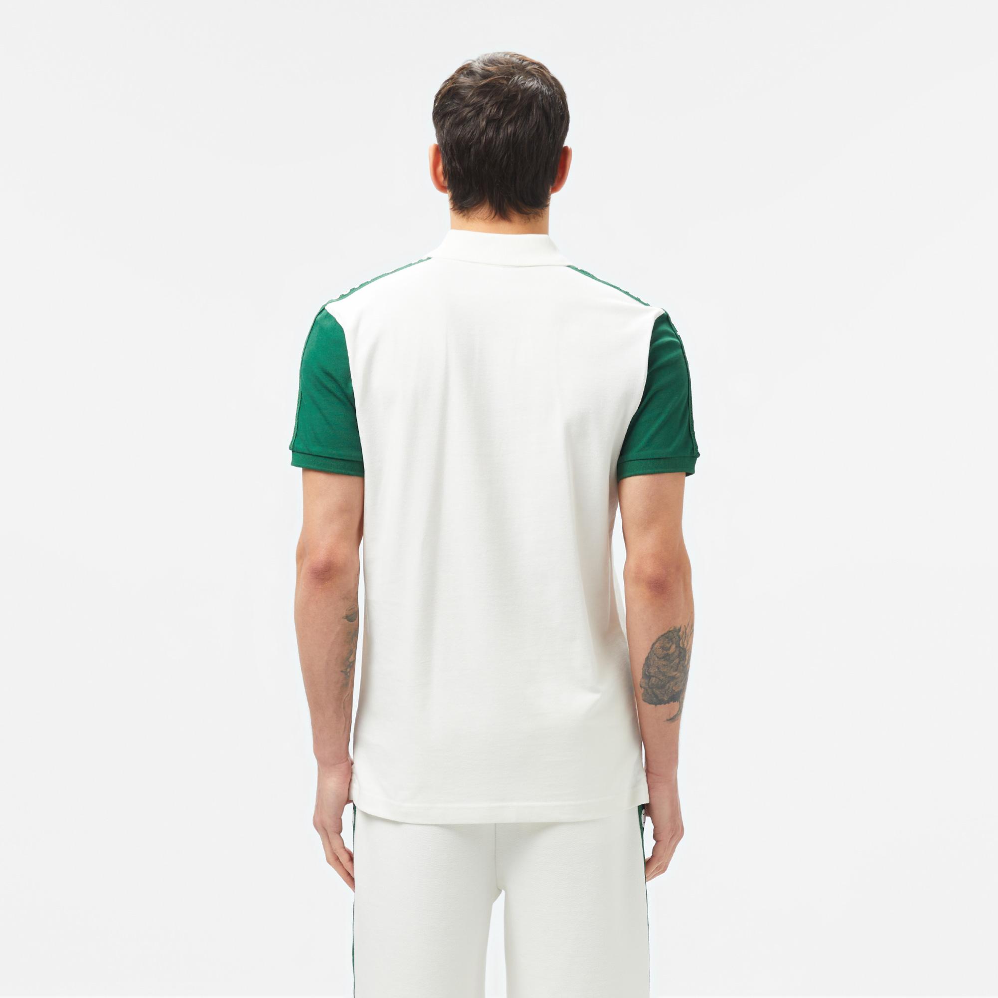 Erkek Regular Fit Renk Bloklu Beyaz Polo