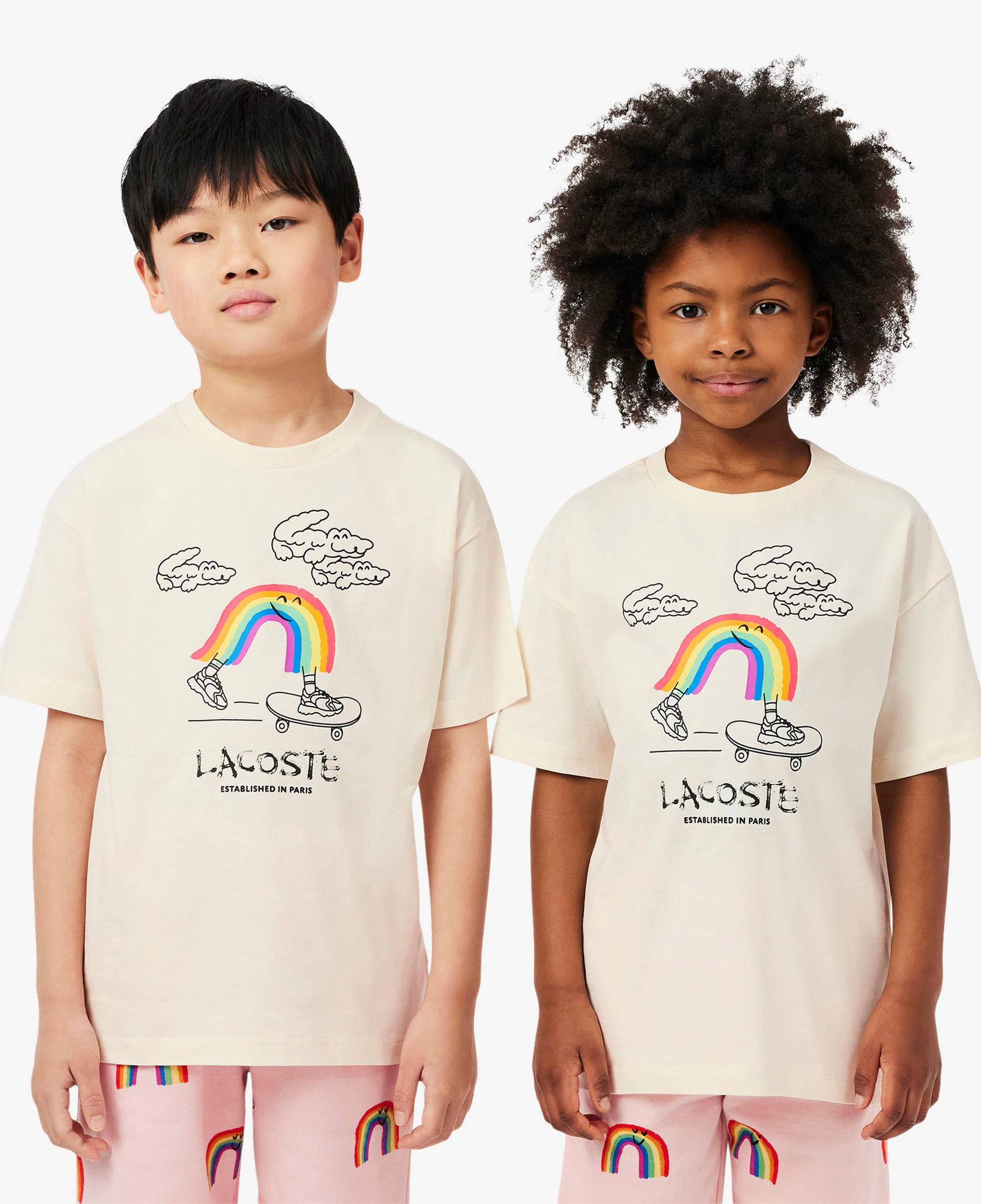 Çocuk Bisiklet Yaka Desenli Krem T-Shirt