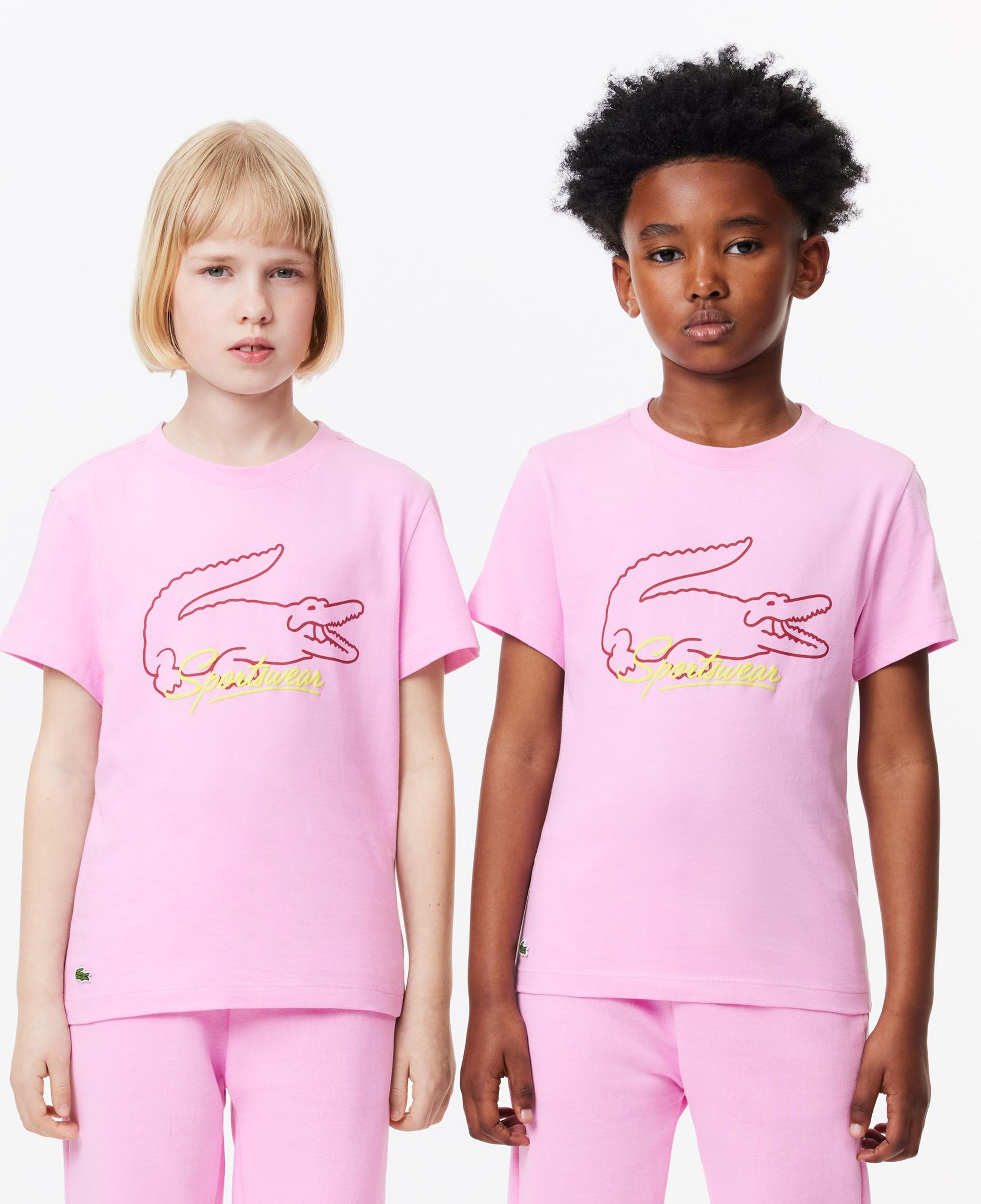 Lacoste Çocuk Bisiklet Yaka Baskılı Pembe T-Shirt