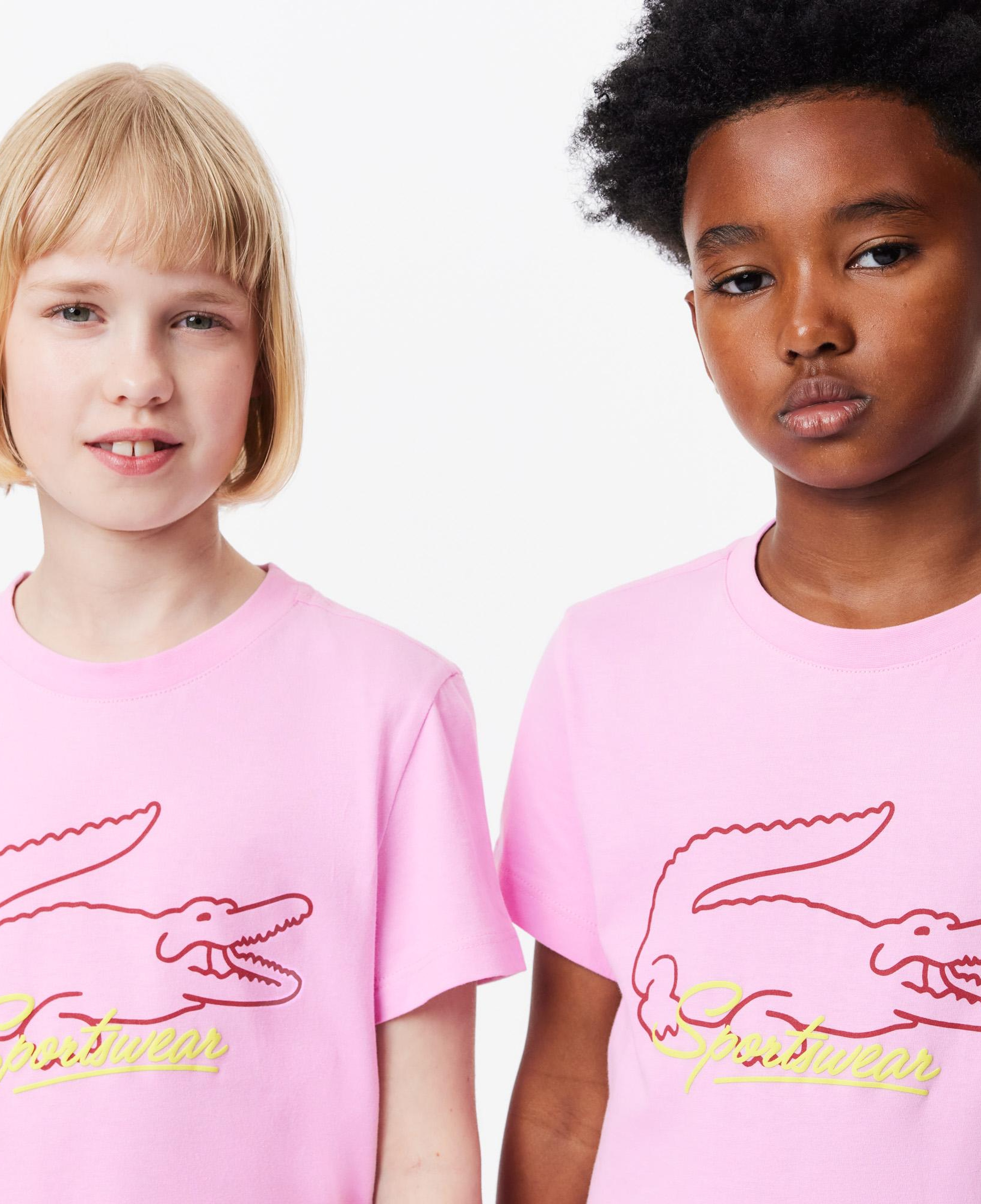 Lacoste Çocuk Bisiklet Yaka Baskılı Pembe T-Shirt