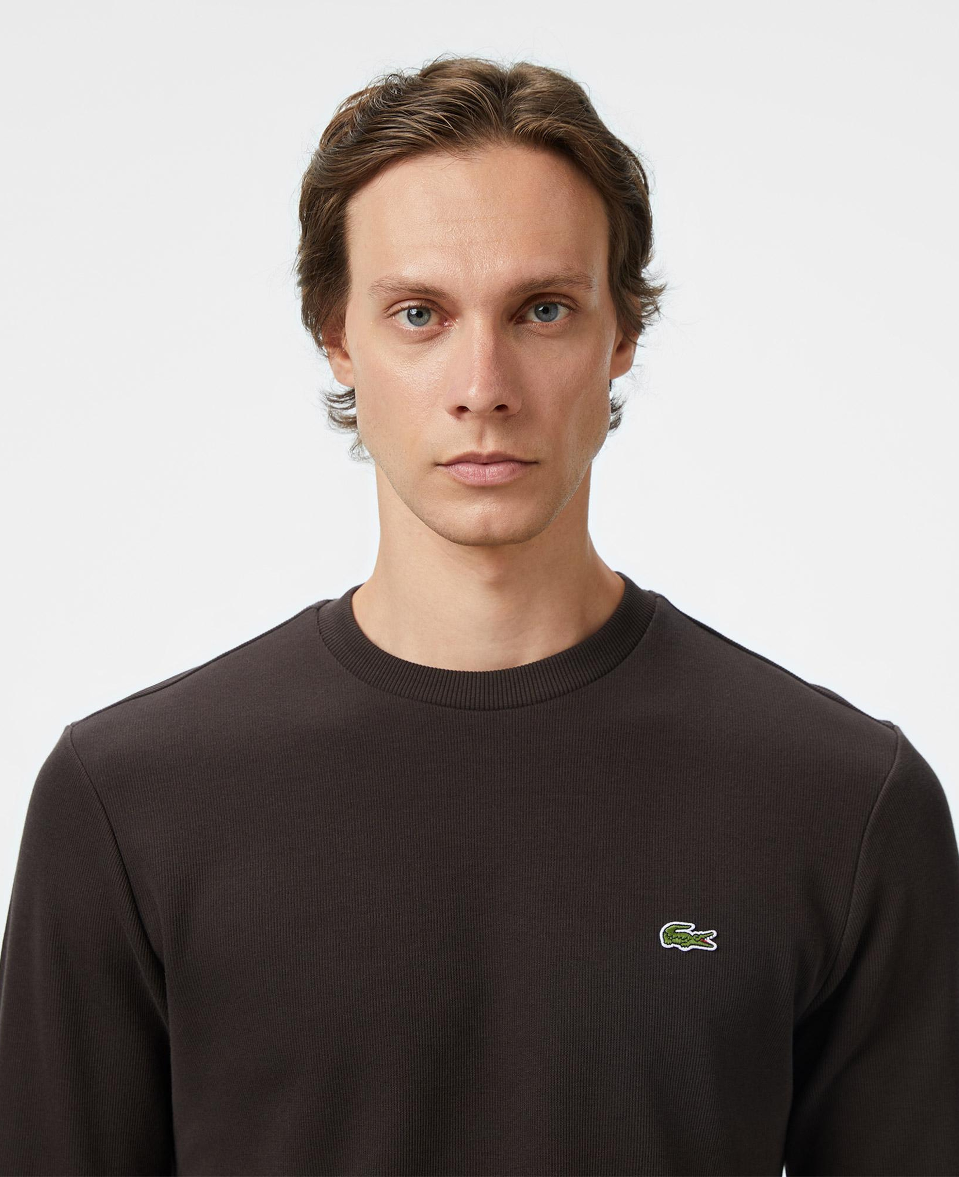 Erkek Regular Fit Uzun Kollu Bisiklet Yaka Kahverengi T-Shirt