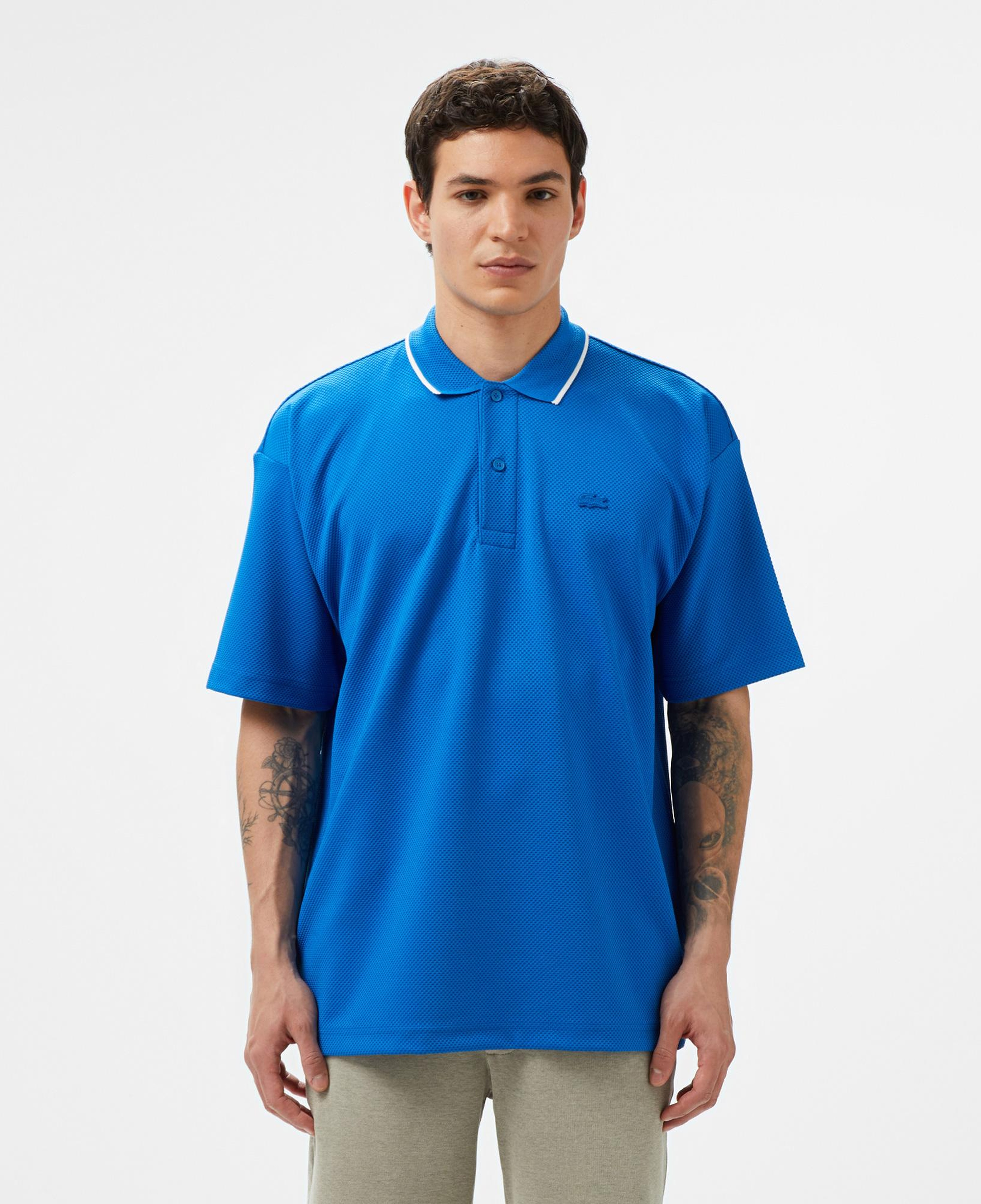 Erkek Oversize Fit Mavi Polo