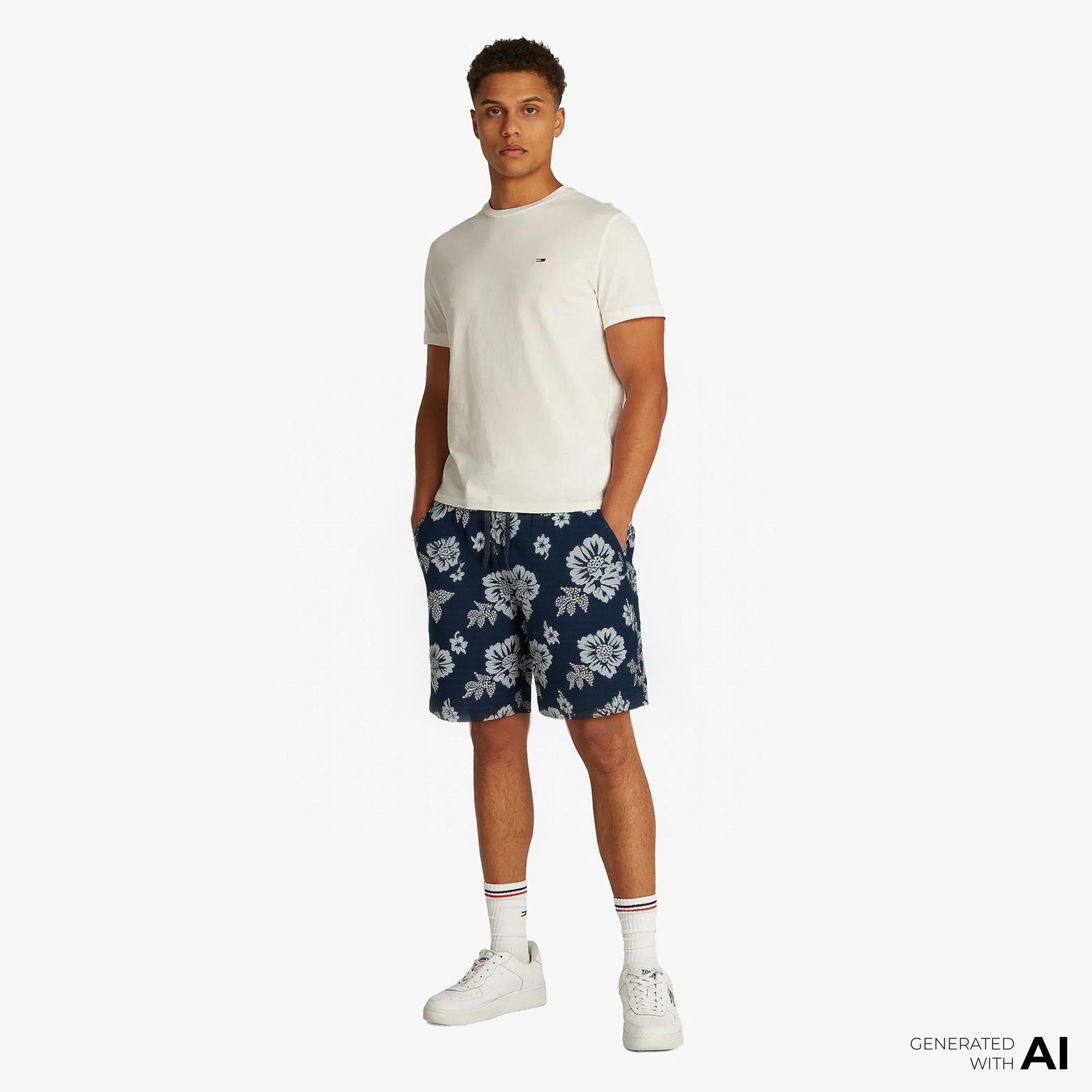Tommy Jeans Aop Slub Erkek Lacivert Deniz Şortu