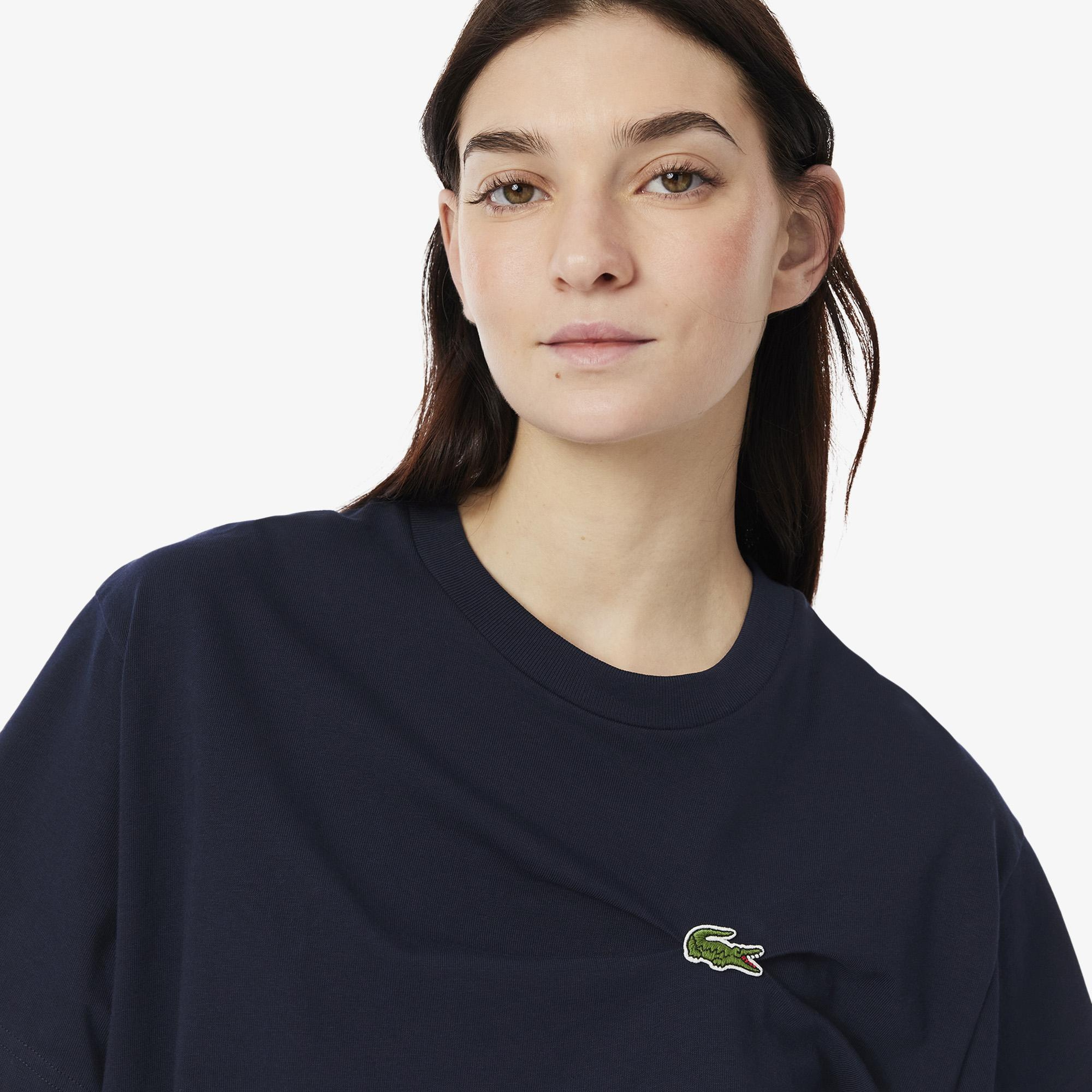 Kadın Oversize Fit Bisiklet Yaka Lacivert T-Shirt