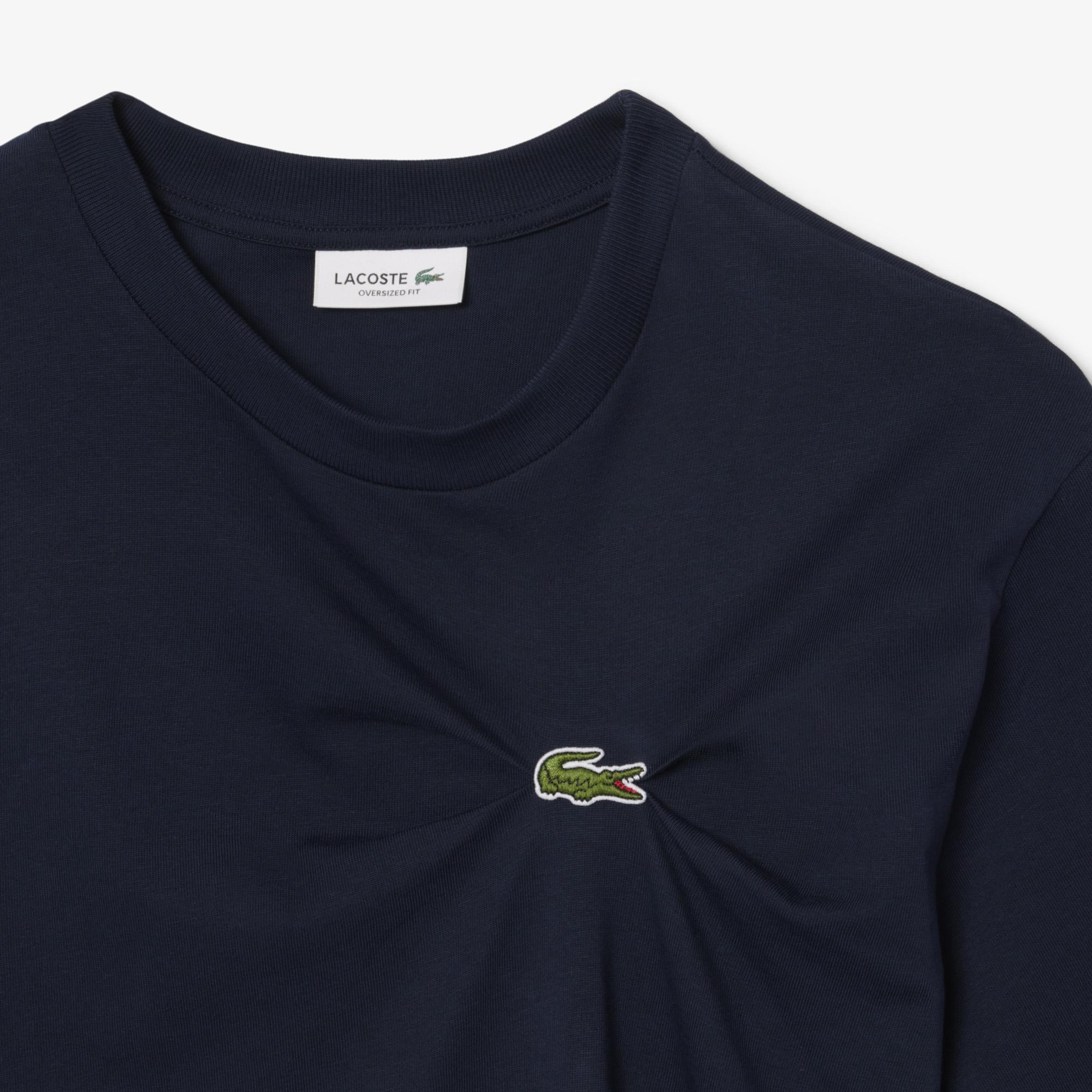 Kadın Oversize Fit Bisiklet Yaka Lacivert T-Shirt