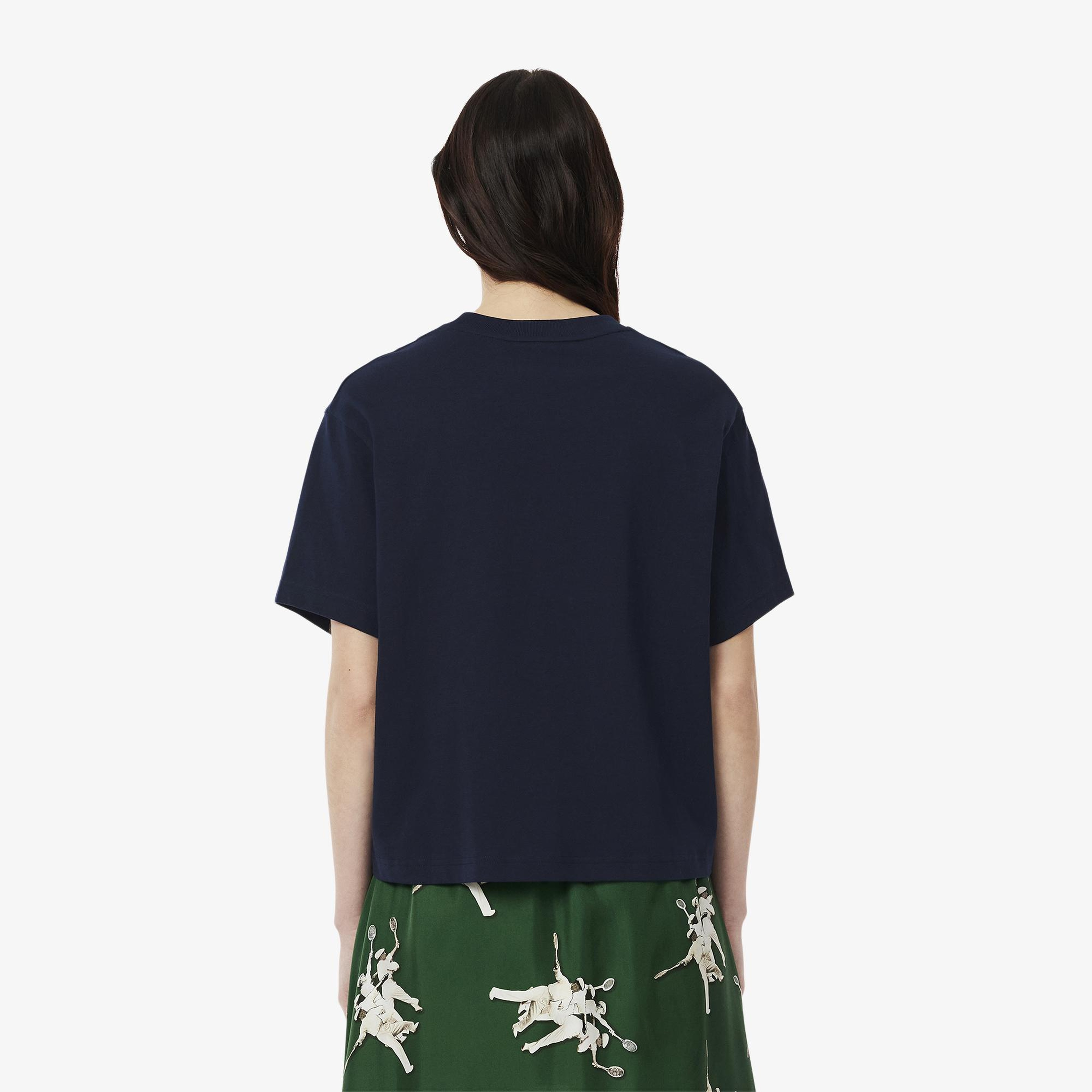 Kadın Oversize Fit Bisiklet Yaka Lacivert T-Shirt