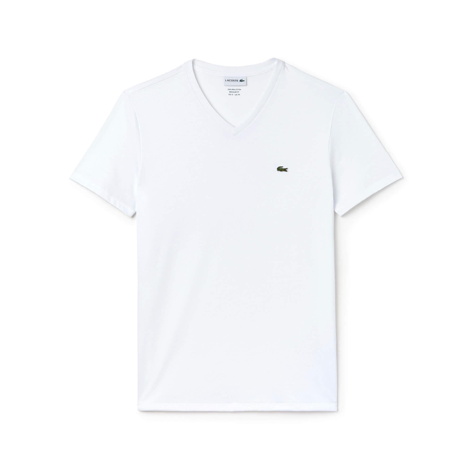 Lacoste Erkek Regular Fit V Yaka Beyaz T-Shirt