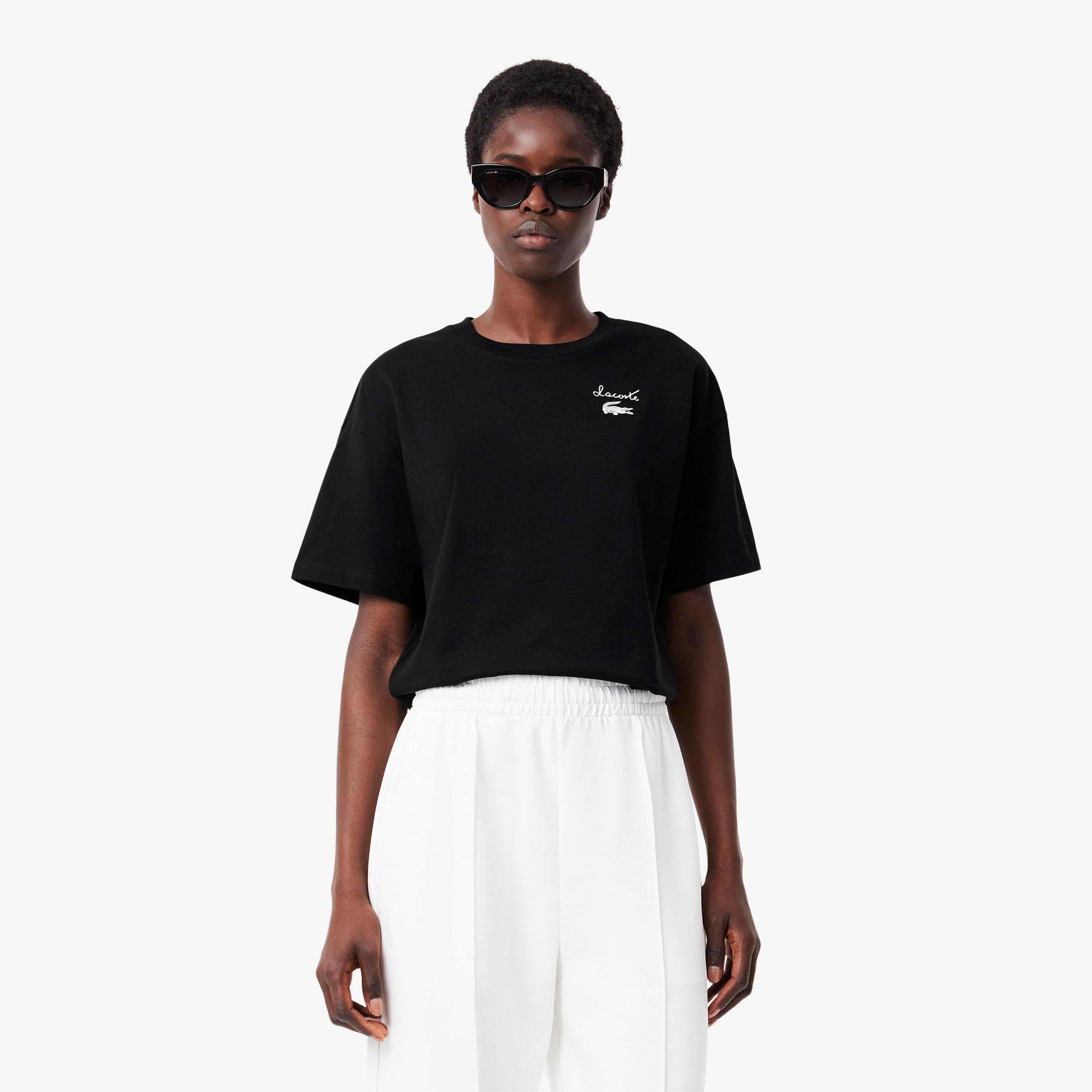 Kadın Bisiklet Yaka Siyah T-Shirt