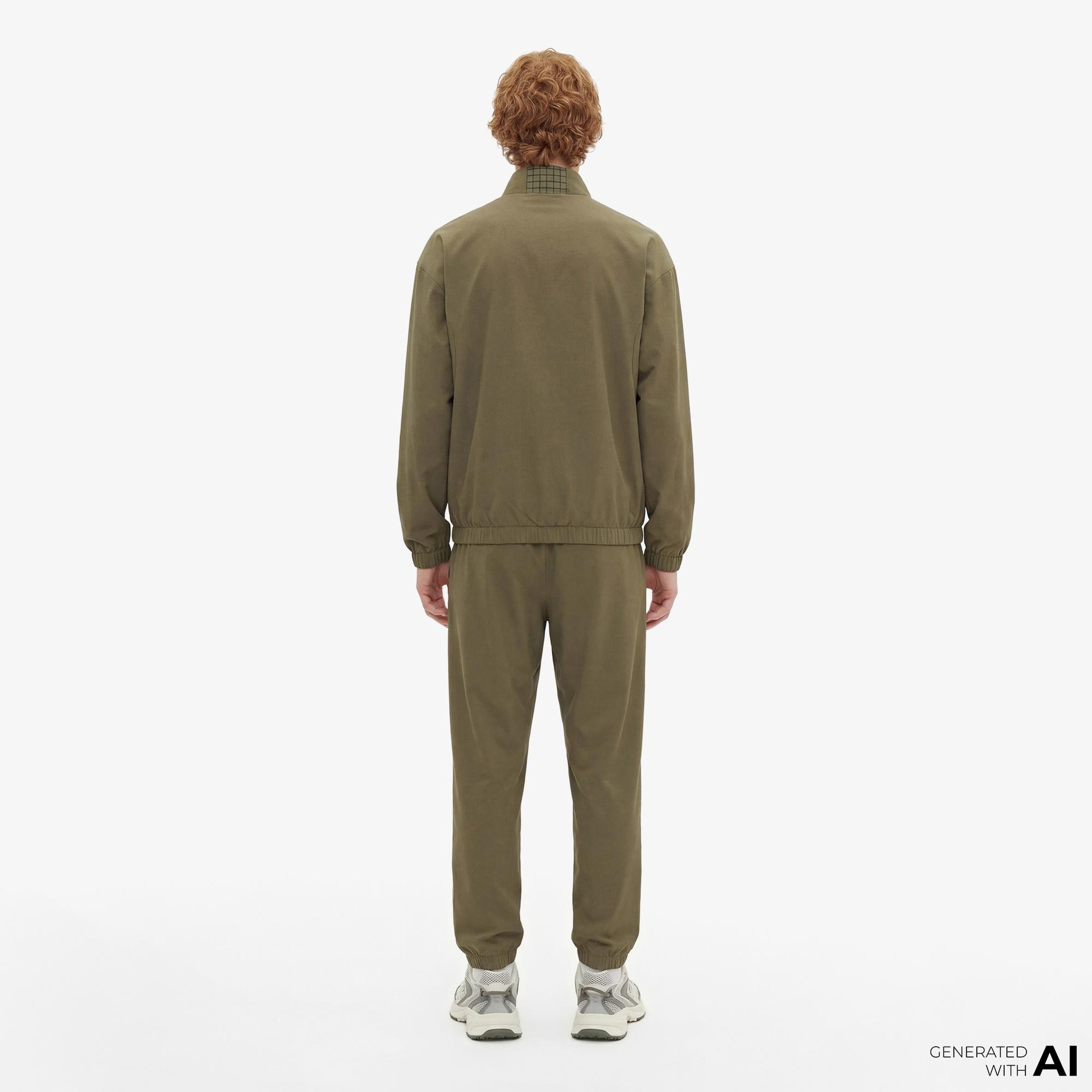 Lacoste Erkek Regular Fit Fermuarlı Baskılı Haki Eşofman Takımı
