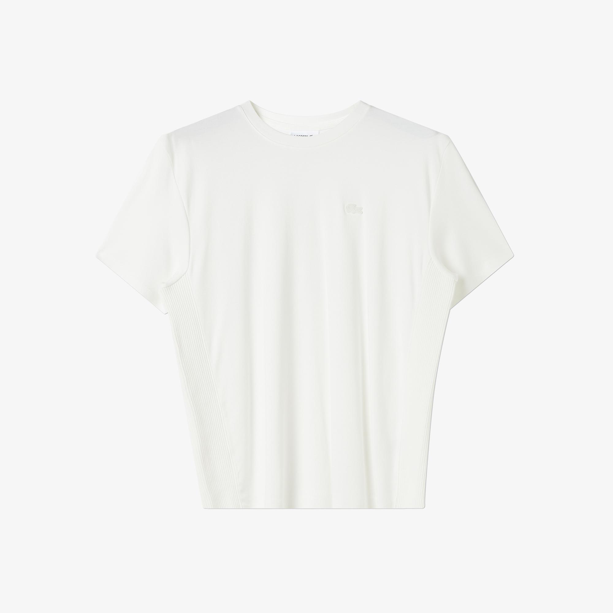Lacoste Kadın Relaxed Fit Bisiklet Yaka Beyaz T-Shirt